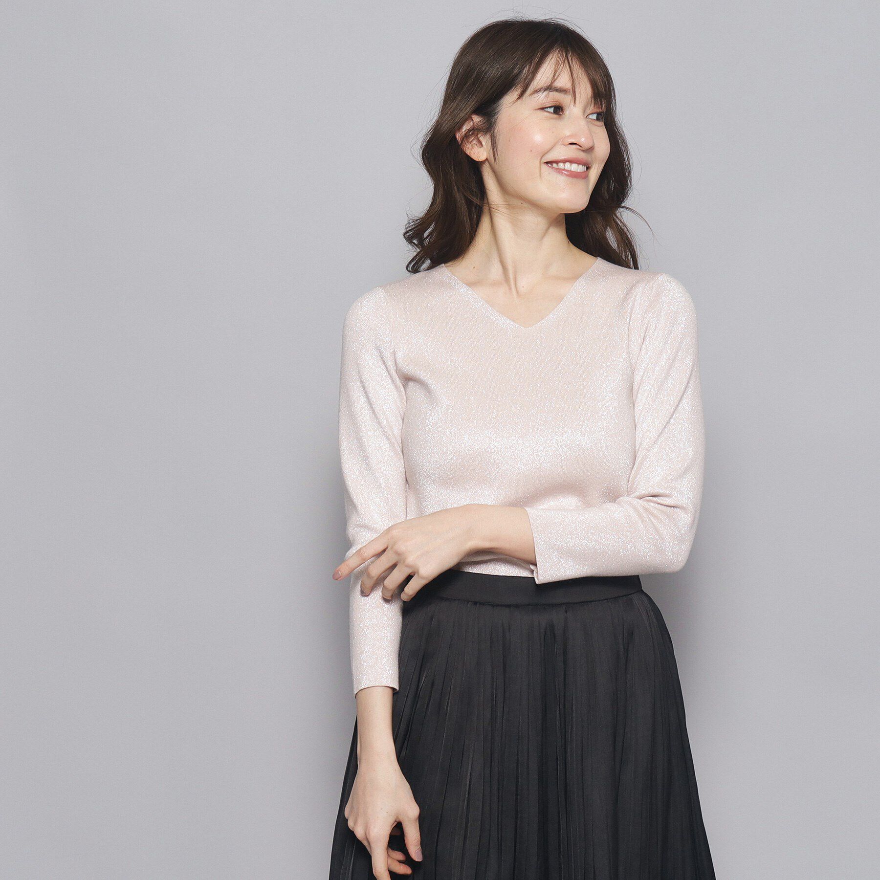 COUP DE CHANCE「【洗える／Vネック】華やかなラメ入りニットプルオーバー」|ニット・セーター|