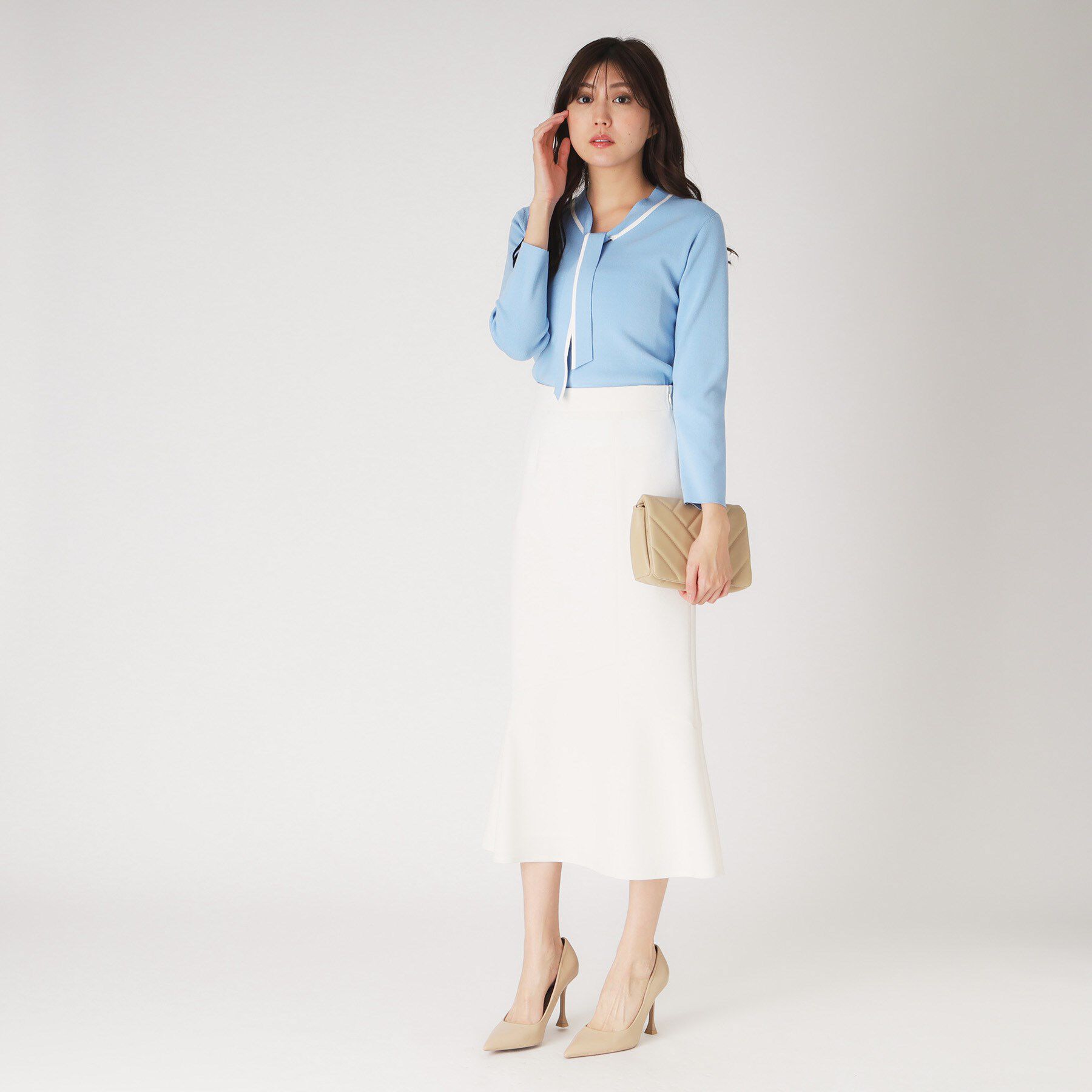 COUP DE CHANCE「【洗える】配色ボウタイのニットトップス」|Tシャツ・カットソー|