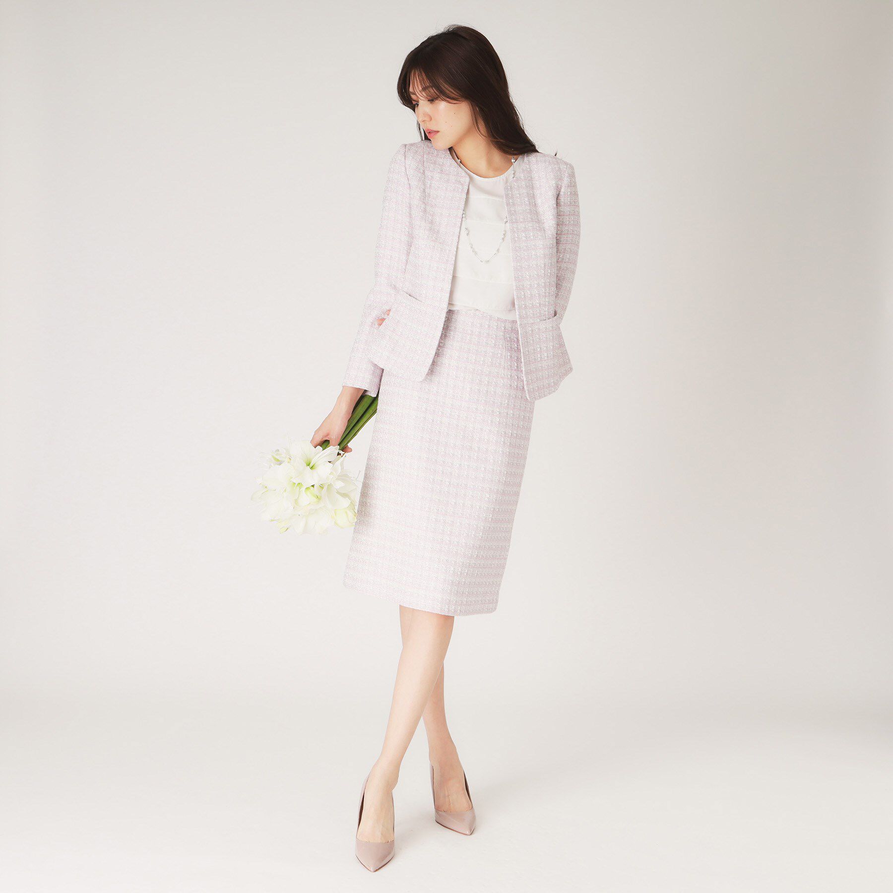 COUP DE CHANCE「【日本製】ファンシーツィードジャケット」|ノーカラージャケット|