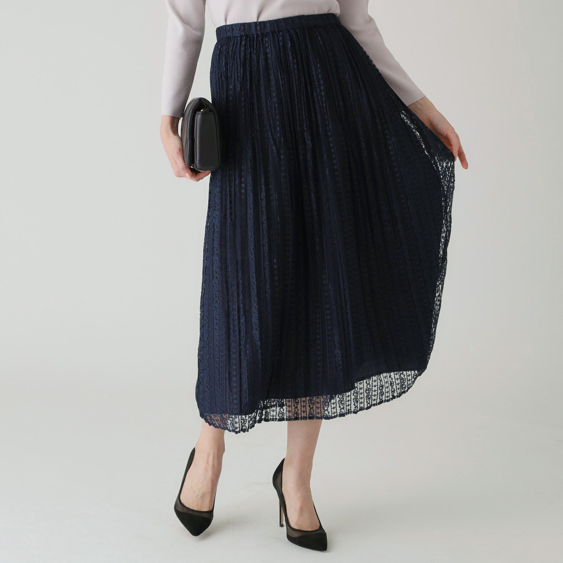 COUP DE CHANCE「【洗える】レース素材プリーツスカート」|スカート|