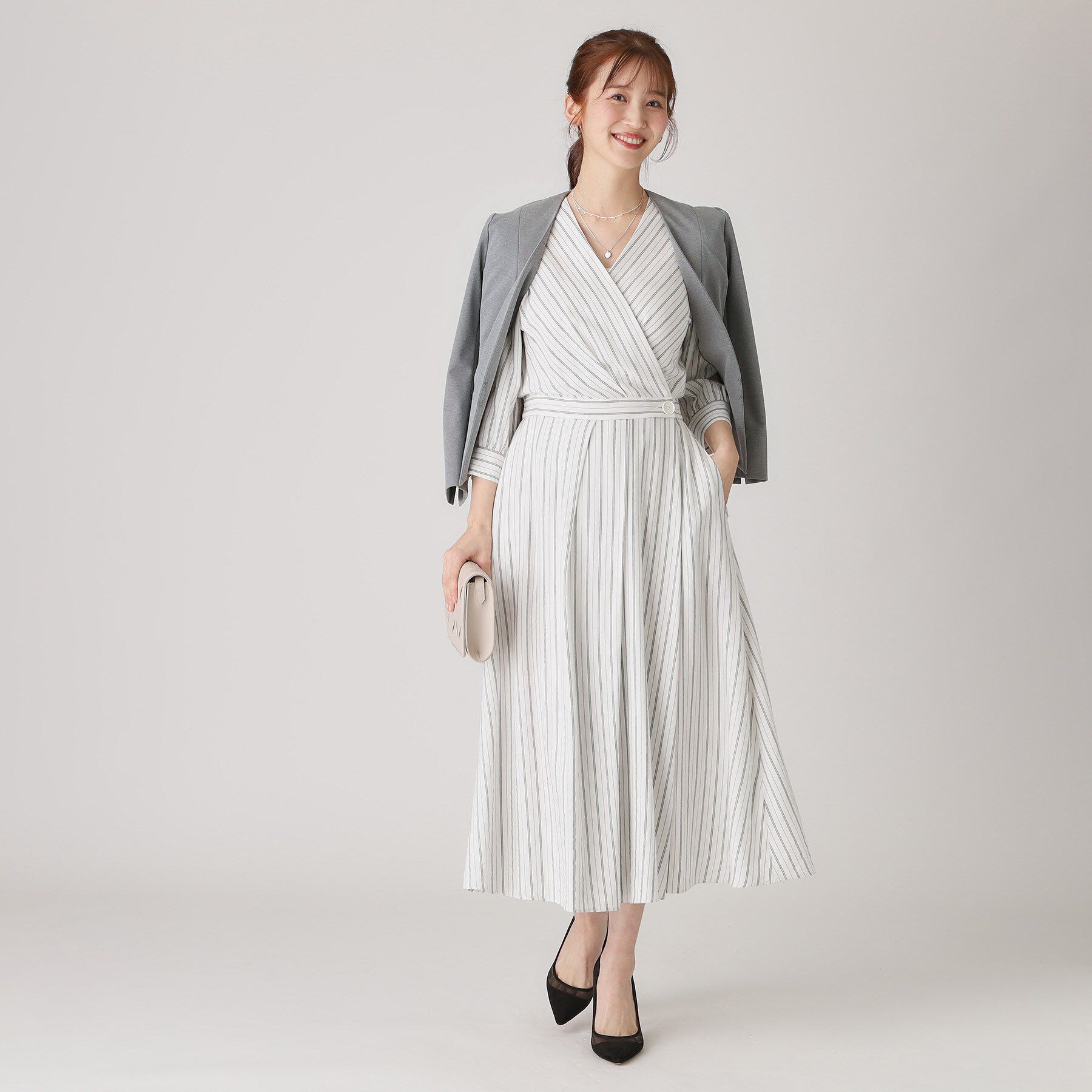 COUP DE CHANCE「【洗える／日本製】細見えカラーレスジャケット」|ノーカラージャケット|