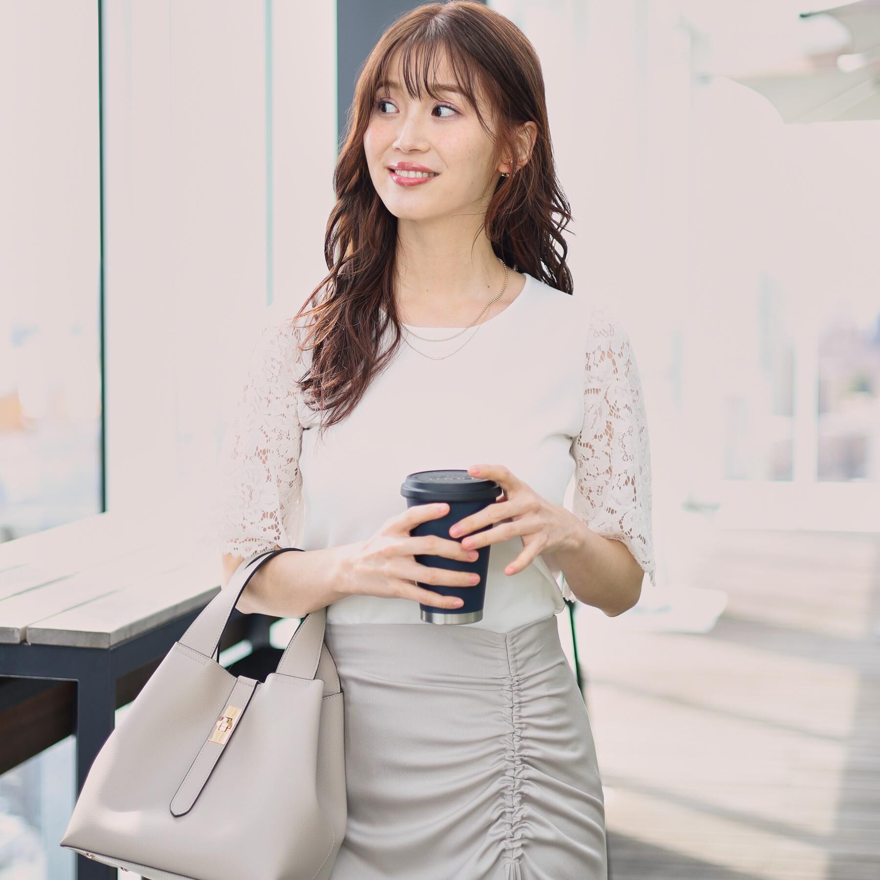 COUP DE CHANCE「【洗える】華やかなレース袖ニットトップス」|ニット・セーター|