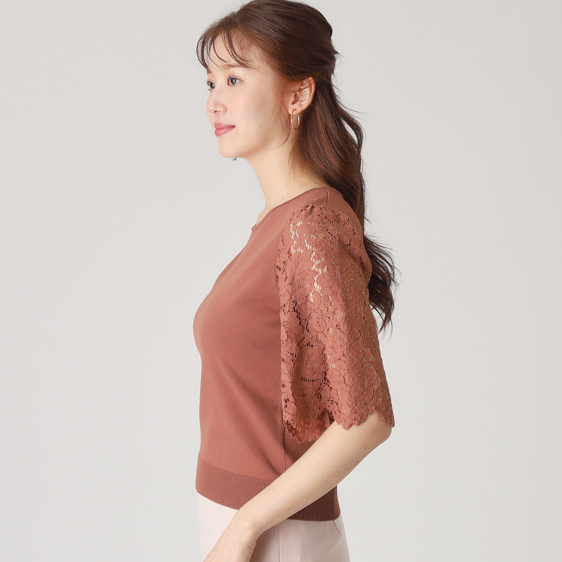 COUP DE CHANCE「【洗える】華やかなレース袖ニットトップス」|ニット・セーター|