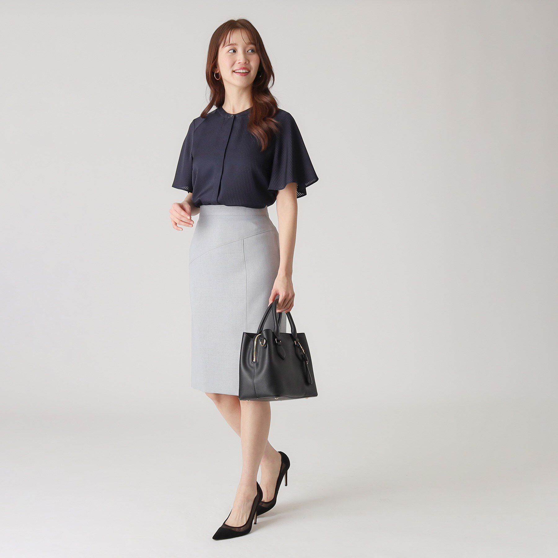 COUP DE CHANCE「【洗える／ストライプ柄】フレア袖ブラウス」|シャツ・ブラウス|