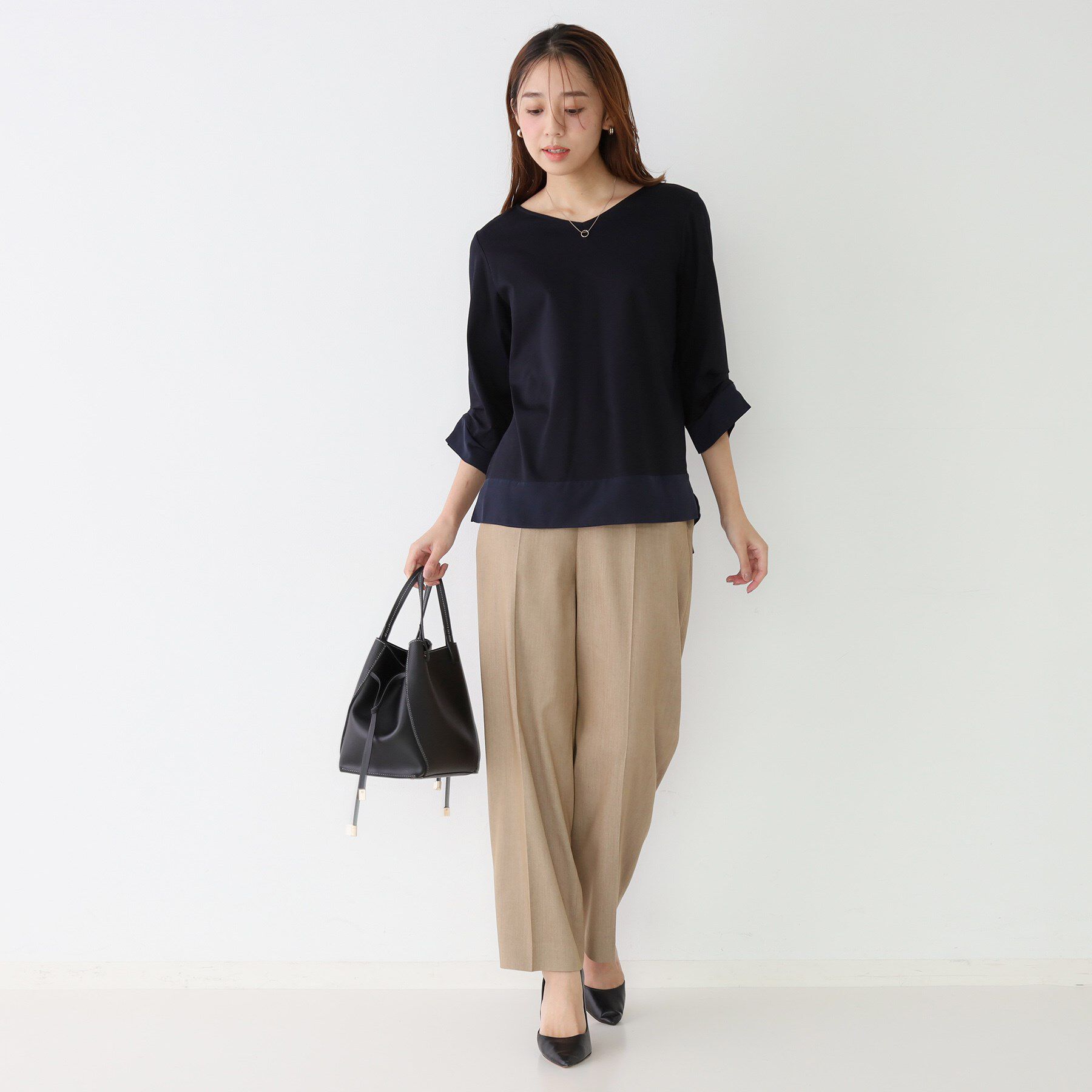 COUP DE CHANCE「【手洗い可／日本製】異素材ドッキングのカットソー」|Tシャツ・カットソー|