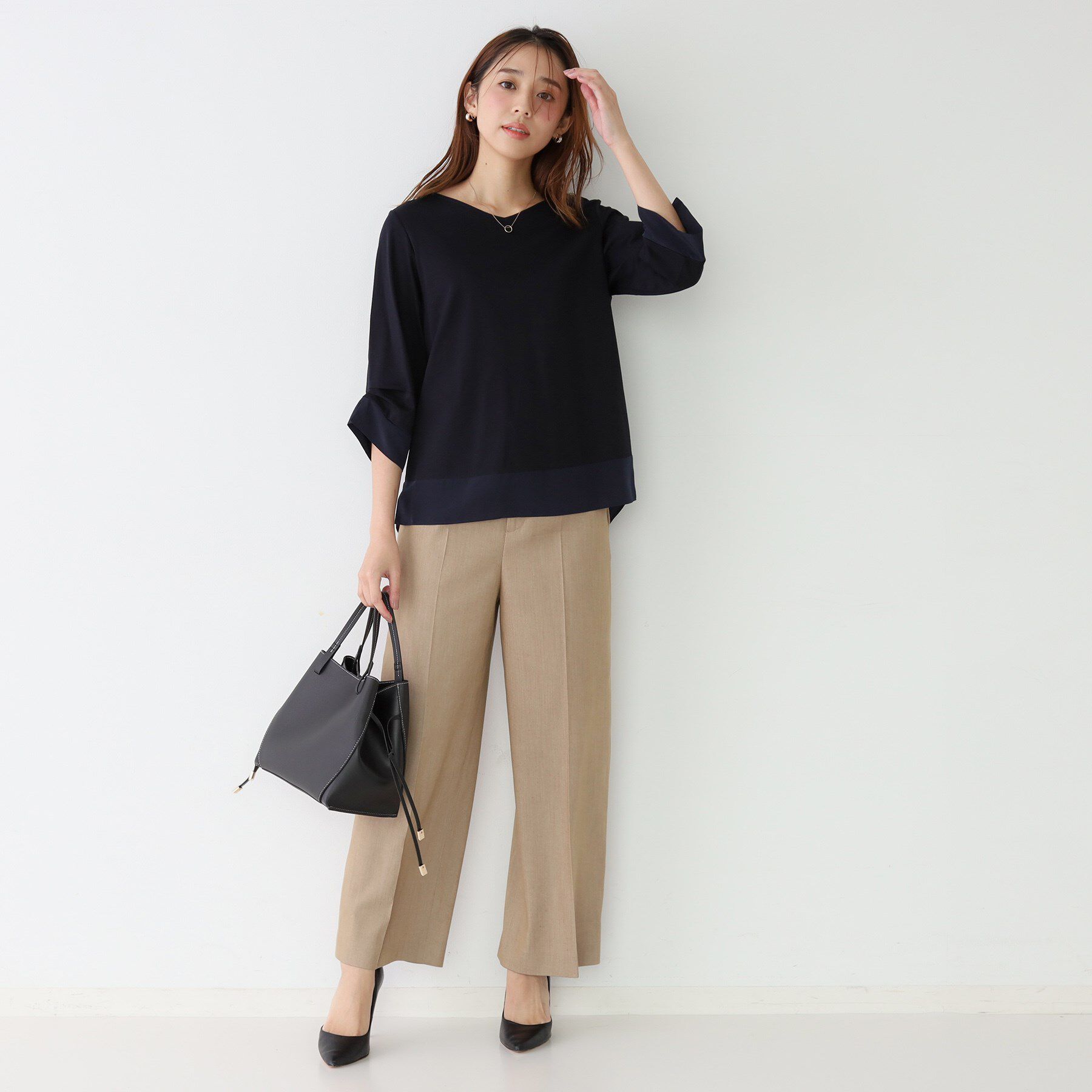 COUP DE CHANCE「【手洗い可／日本製】異素材ドッキングのカットソー」|Tシャツ・カットソー|