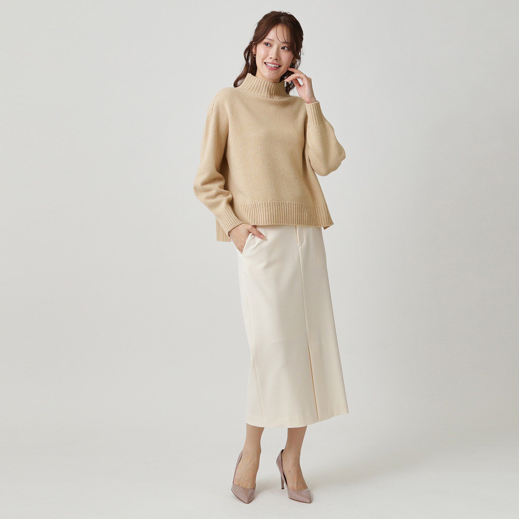 COUP DE CHANCE「【手洗い可／日本製／カシミヤ混】ミドルゲージのハイネックニットトップス」|ニット・セーター|