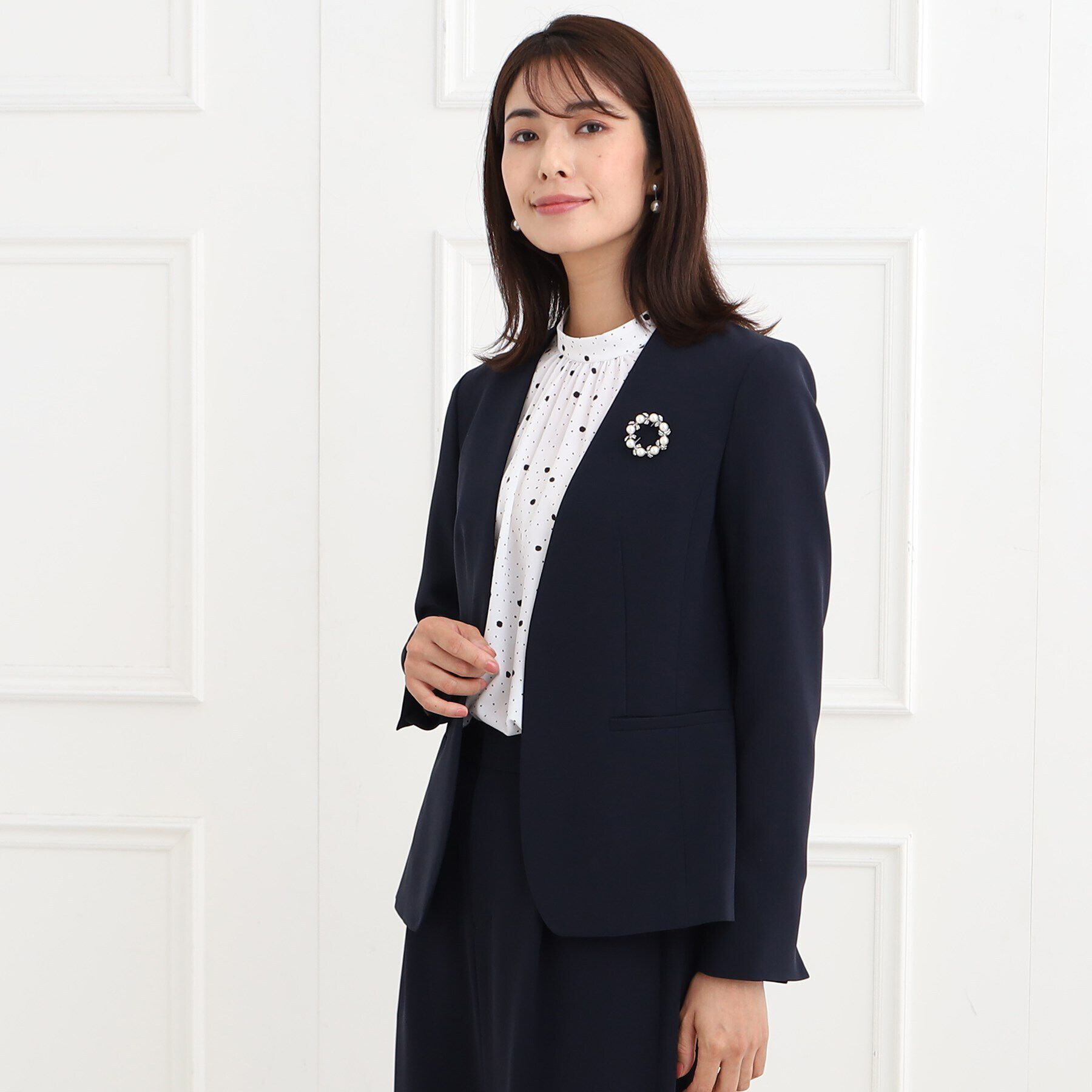 Reflect「【フォーマル/洗える/セットアップ可】ノーカラージャケット」|ノーカラージャケット|