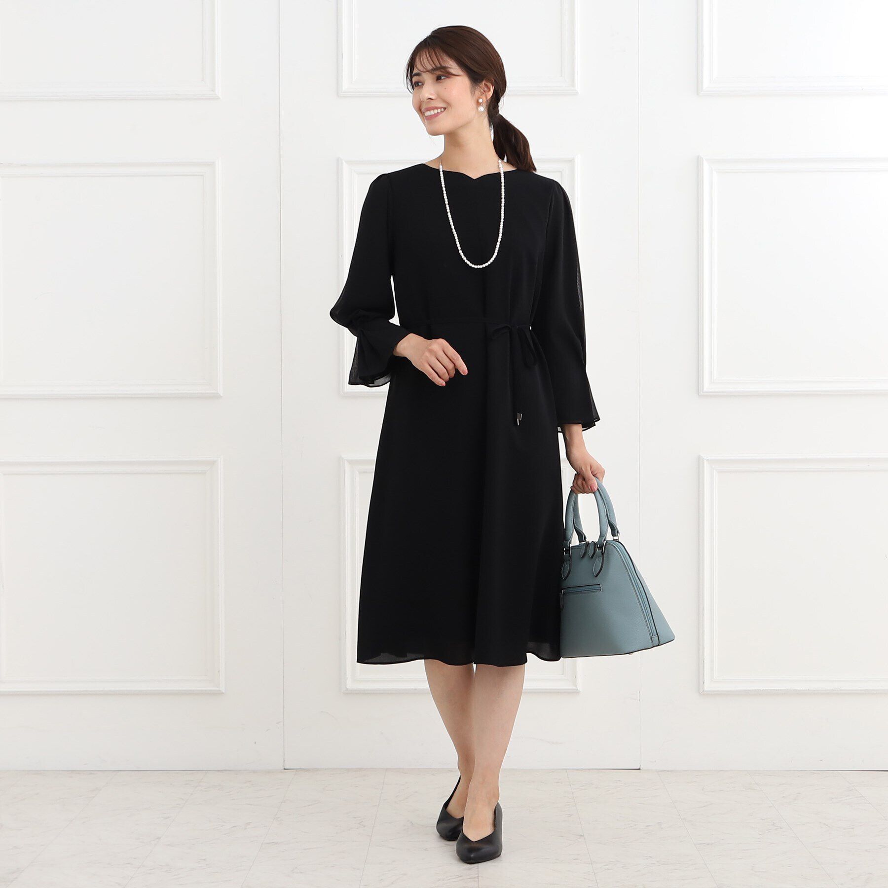 Reflect「【夏SALE／フォーマル/洗える】スリーブデザインジョーゼットワンピース」|ワンピース|