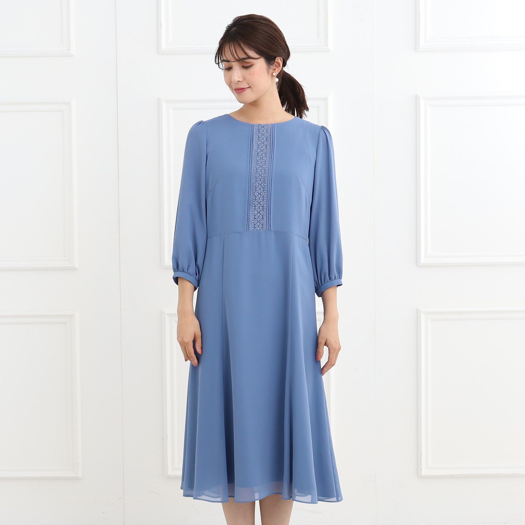 Reflect「【フォーマル/洗える】フロントレースジョーゼットワンピース」|ワンピース|