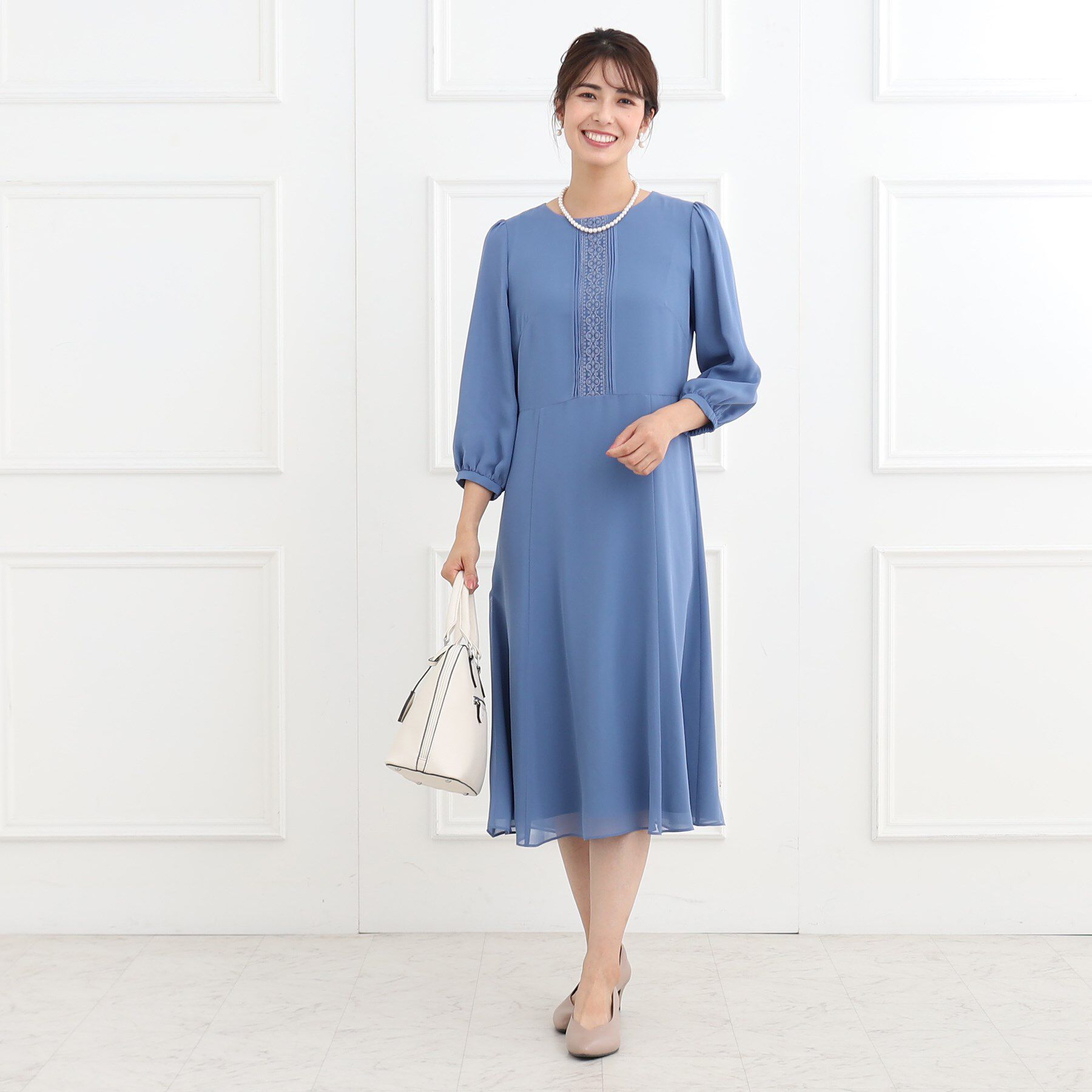 Reflect「【フォーマル/洗える】フロントレースジョーゼットワンピース」|ワンピース|