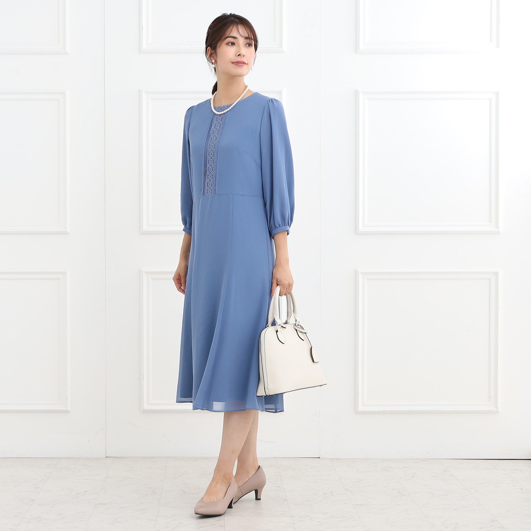 Reflect「【フォーマル/洗える】フロントレースジョーゼットワンピース」|ワンピース|