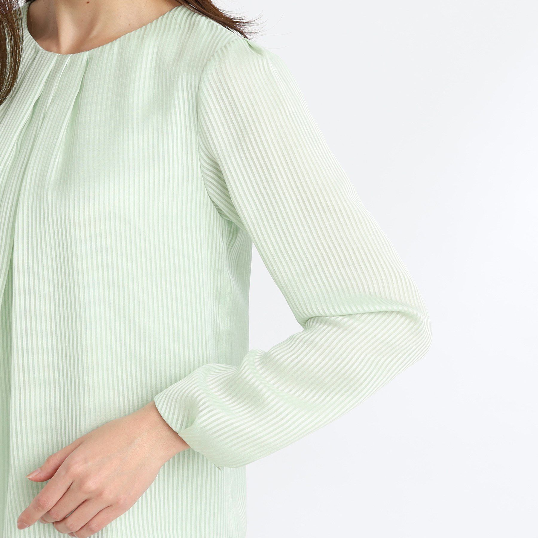 Reflect「【手洗い可】シアーシャドーストライプブラウス」|シャツ・ブラウス|