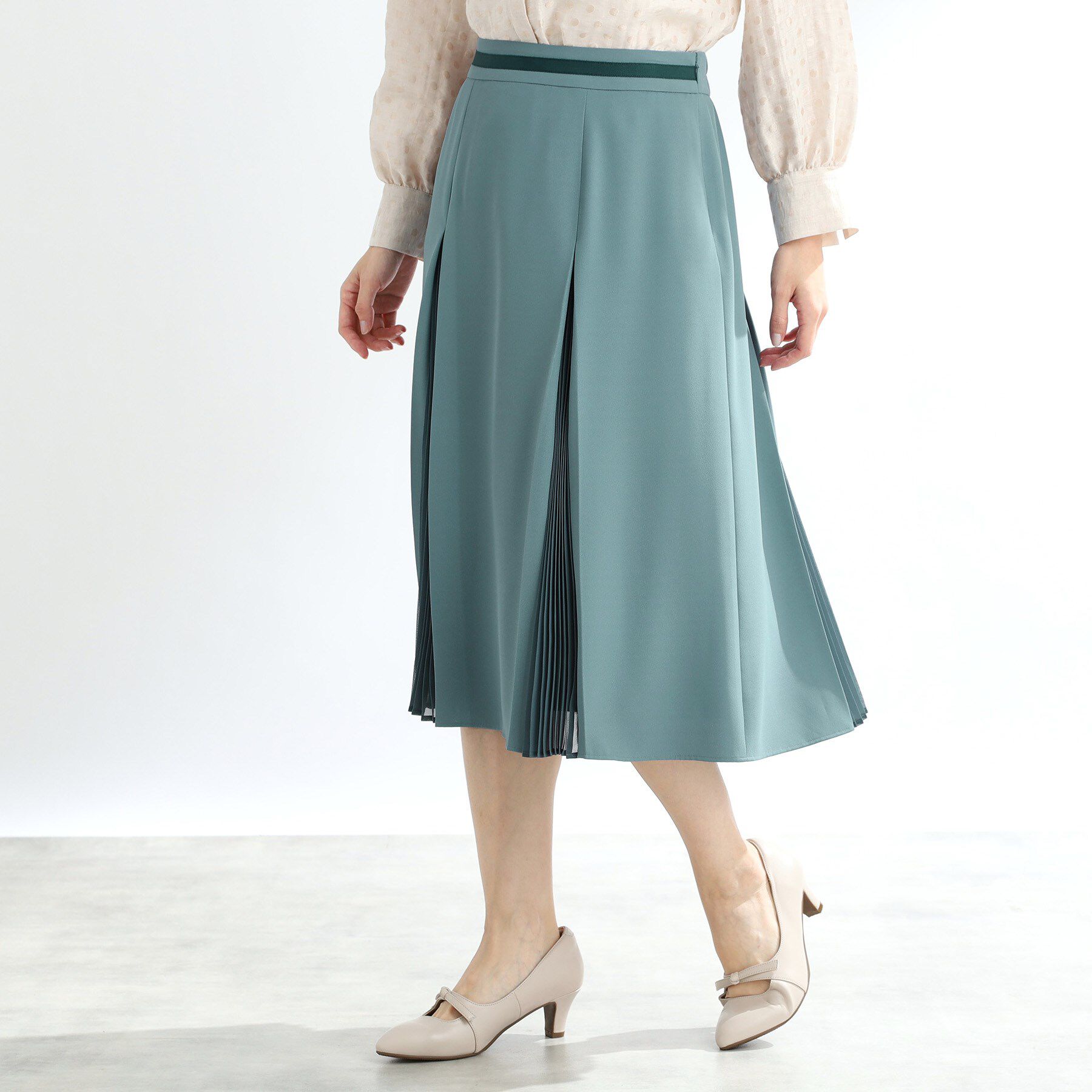 Reflect「【手洗い可】シフォンプリーツドッキングスカート」|スカート|