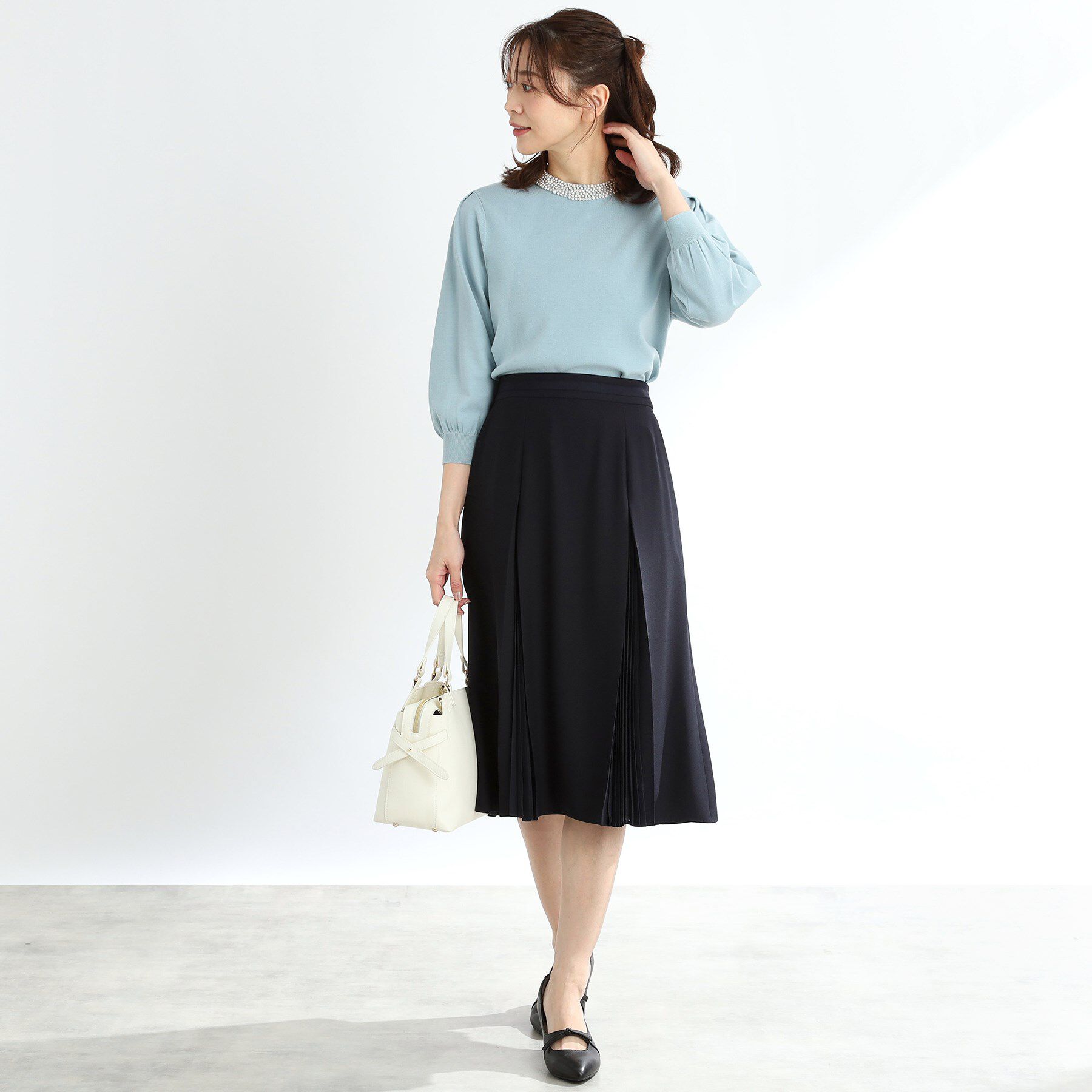 Reflect「【手洗い可】シフォンプリーツドッキングスカート」|スカート|