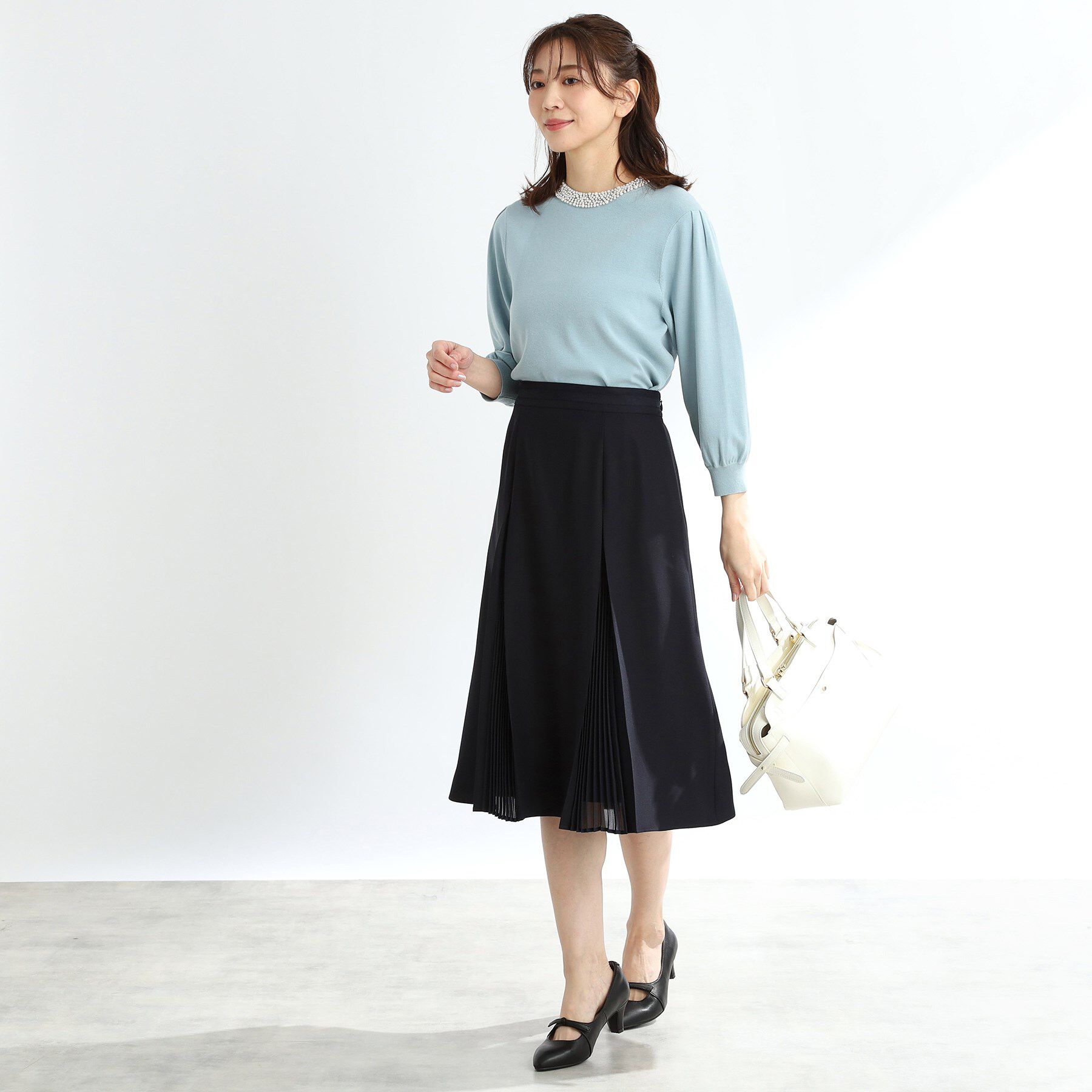 Reflect「【手洗い可】シフォンプリーツドッキングスカート」|スカート|