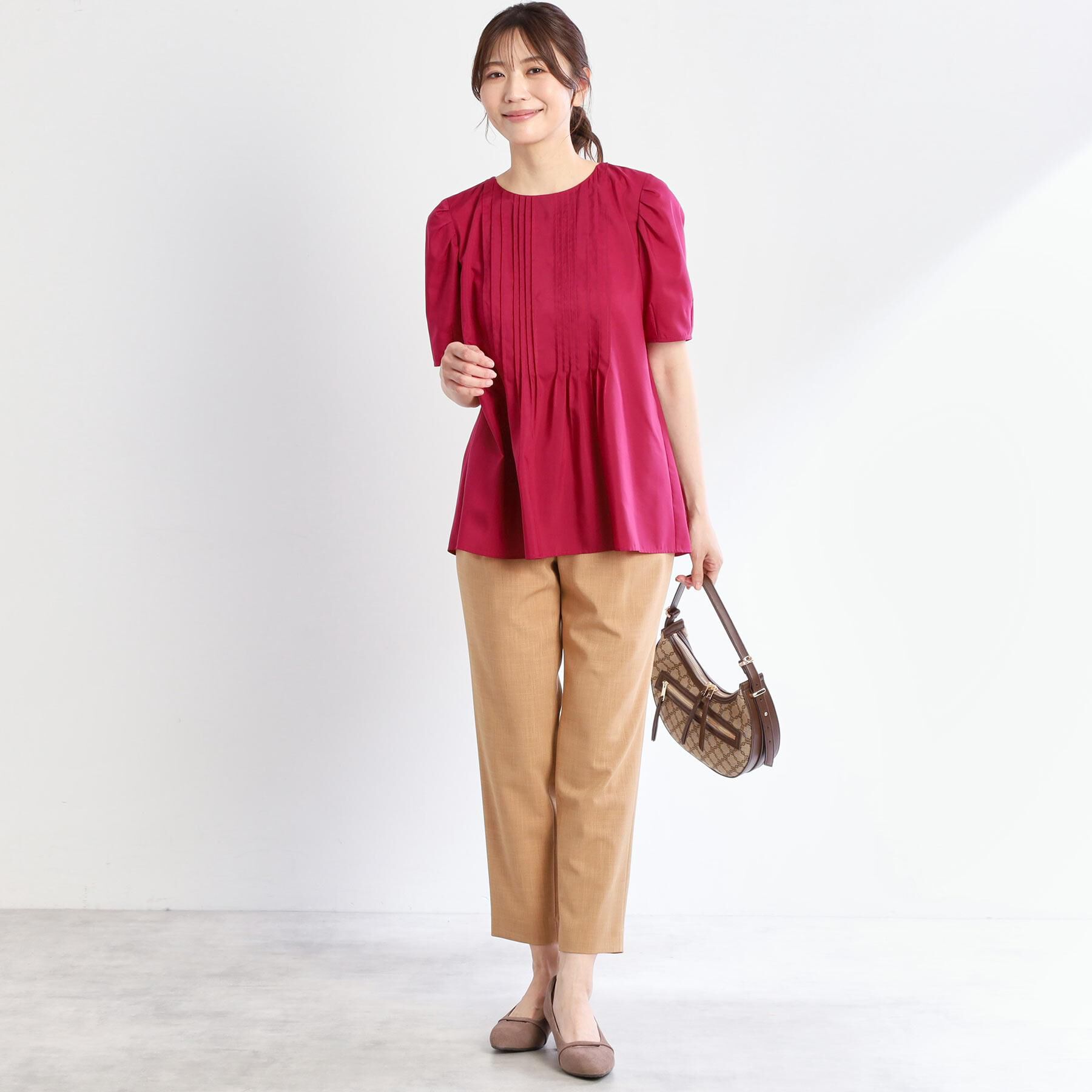 Reflect「【すっきり見え！長め丈】ピンタックデザインチュニックブラウス」|シャツ・ブラウス|