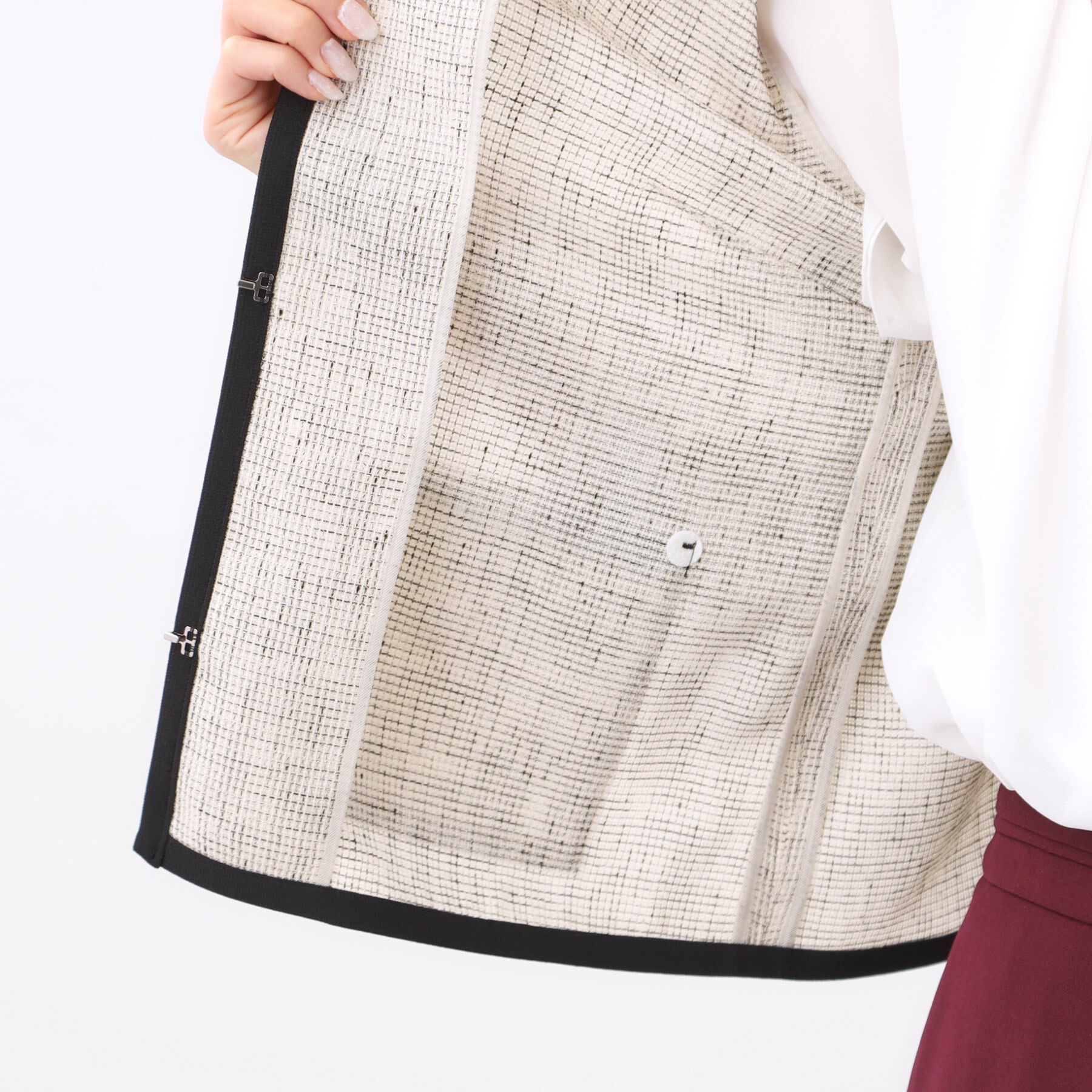 Reflect「【軽い着心地】メッシュツイードジャケット」|ノーカラージャケット|