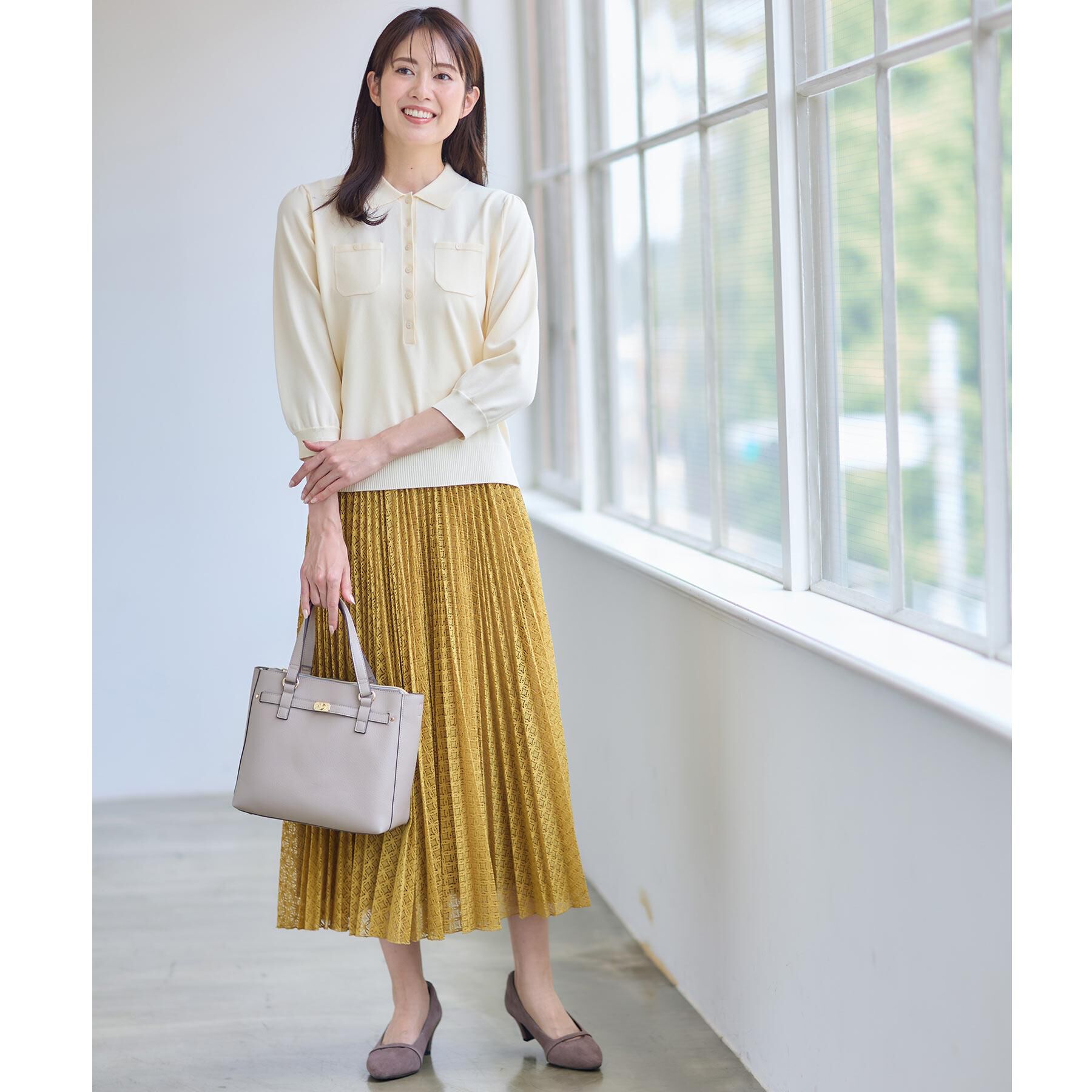 Reflect「【透けにくい◎】衿付き七分袖ニット」|ニット・セーター|