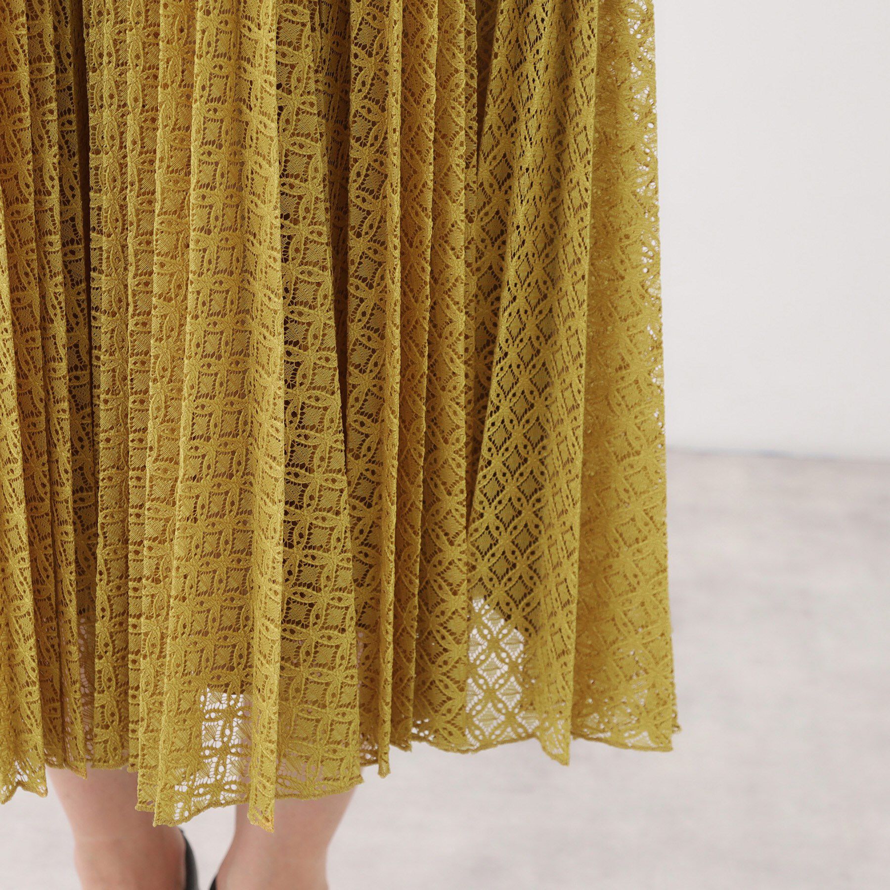 Reflect「【イージーケア】サークルダイヤ柄レースプリーツスカート」|スカート|