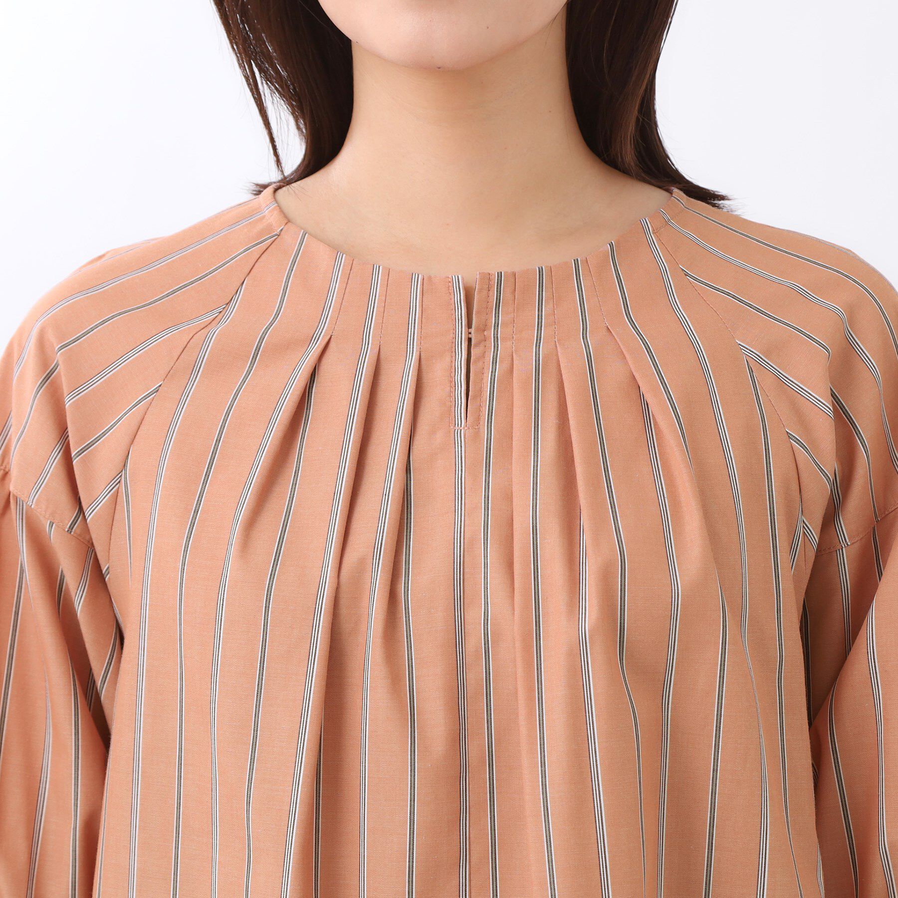 Reflect「【E‐QUALITY／体型カバー／ゆったり着られる◎】ストライプ&times;パフスリーブのブラウス」|シャツ・ブラウス|