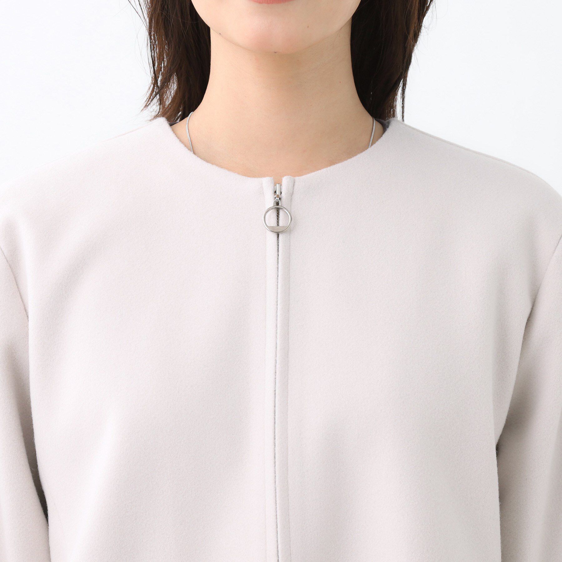 Reflect「【ゆったりシルエット】ジャージメルトンコクーンジャケット」|ノーカラーコート|