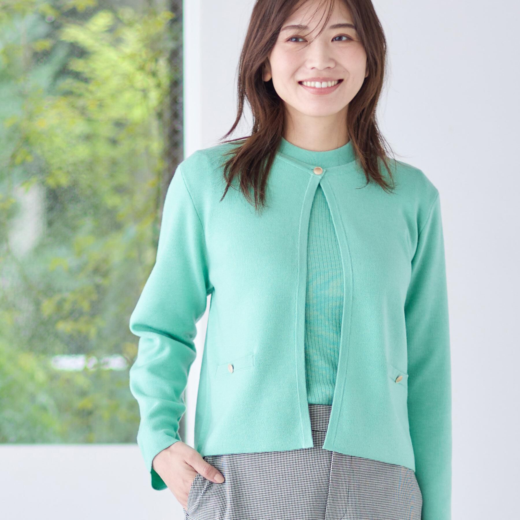 Reflect「【選べる5色／アンサンブル可】クルーネックカーディガン」|カーディガン|