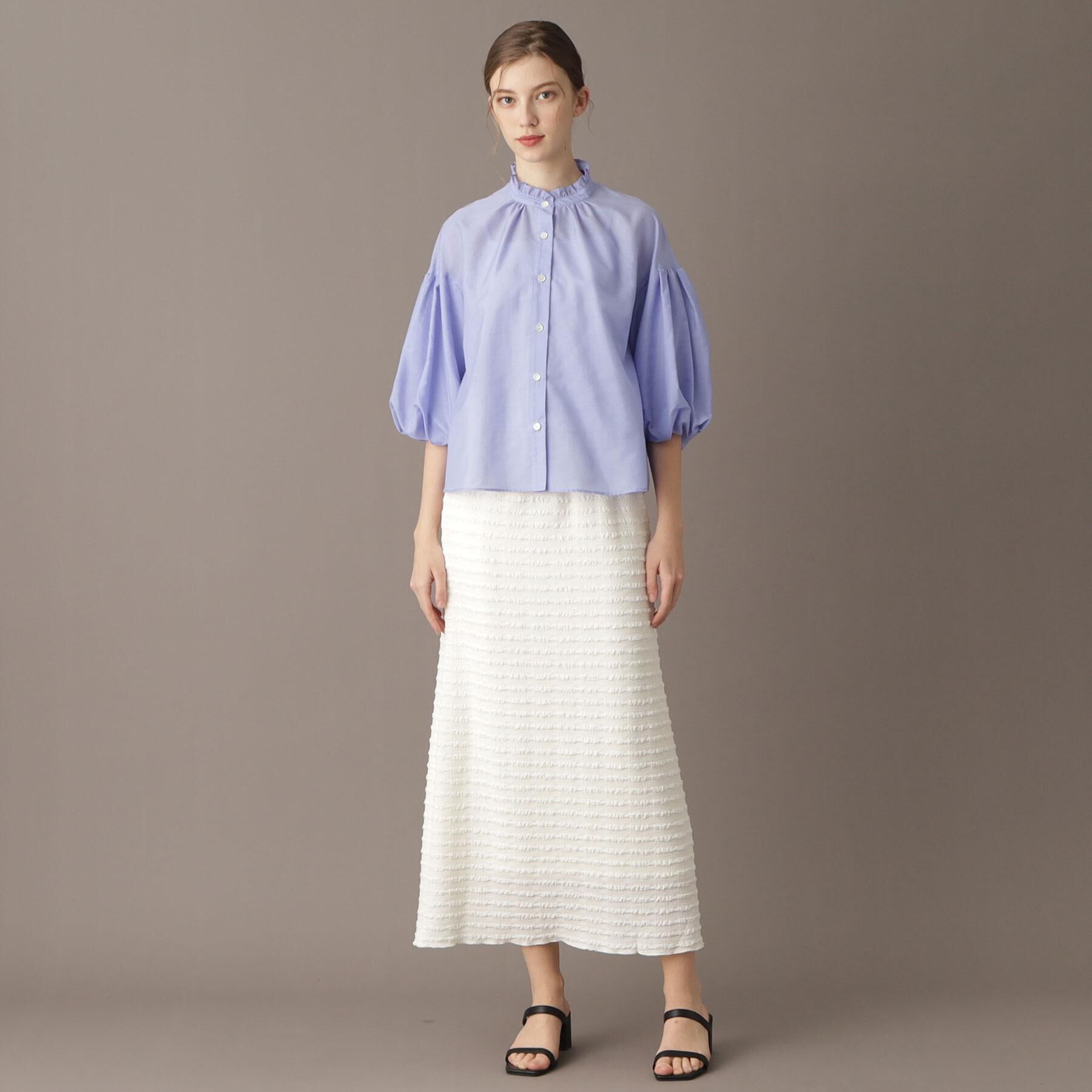 DRESSTERIOR「【洗える】スタンドフリルボリュームスリーブブラウス」|シャツ・ブラウス|