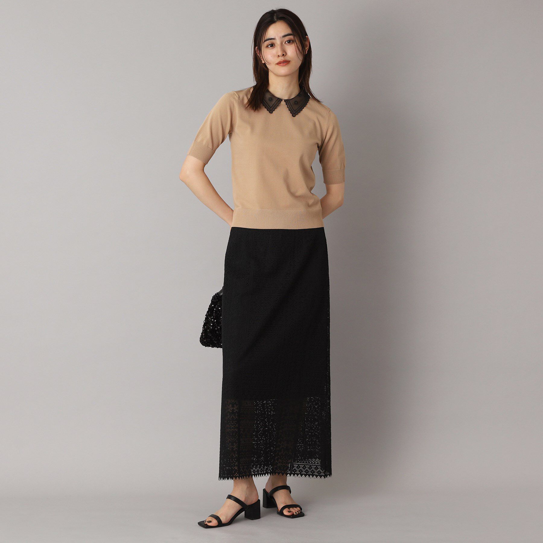 DRESSTERIOR「【後ろウエストゴム】オーガニックコットンブレンドレーススカート」|スカート|