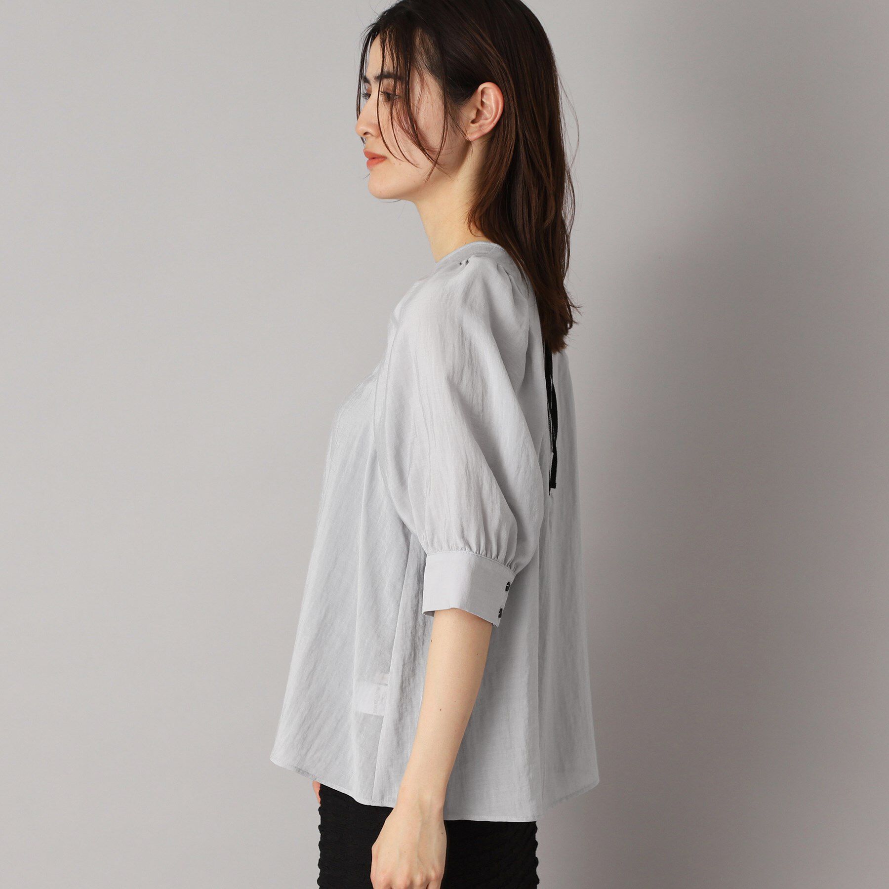 DRESSTERIOR「【洗える/清涼感】ボリュームスリーブバックジップブラウス」|シャツ・ブラウス|