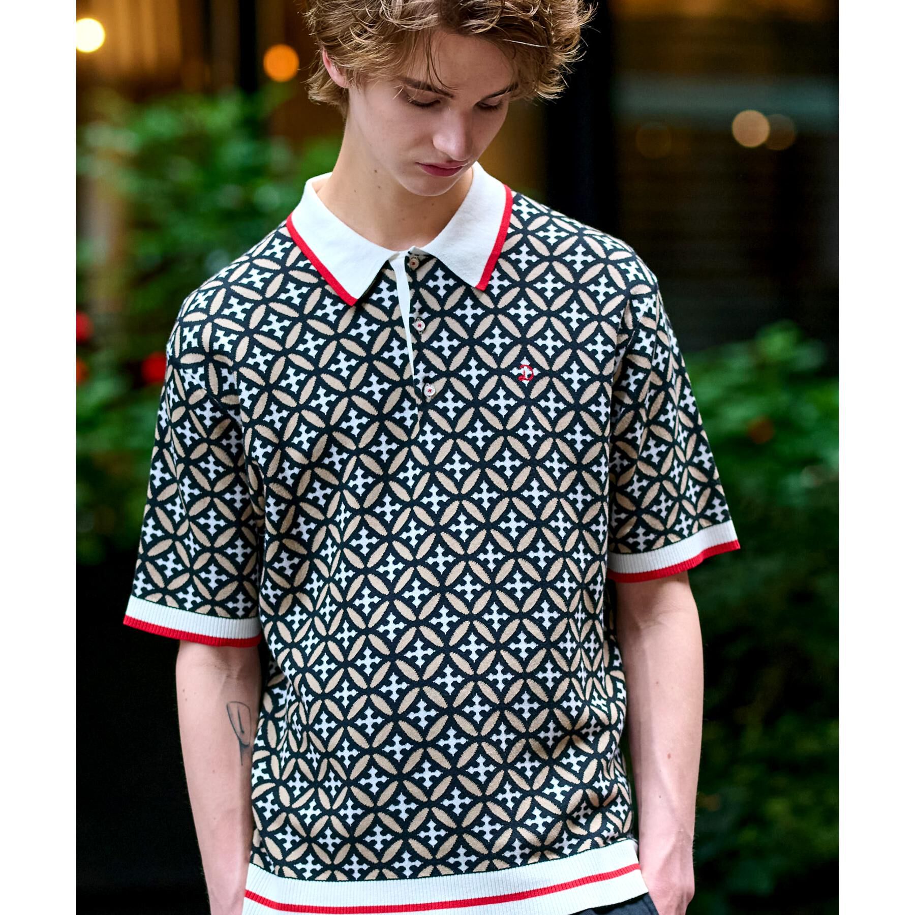 DRESSTERIOR「オーバーラップサークル ニットポロシャツ」|ニット・セーター|