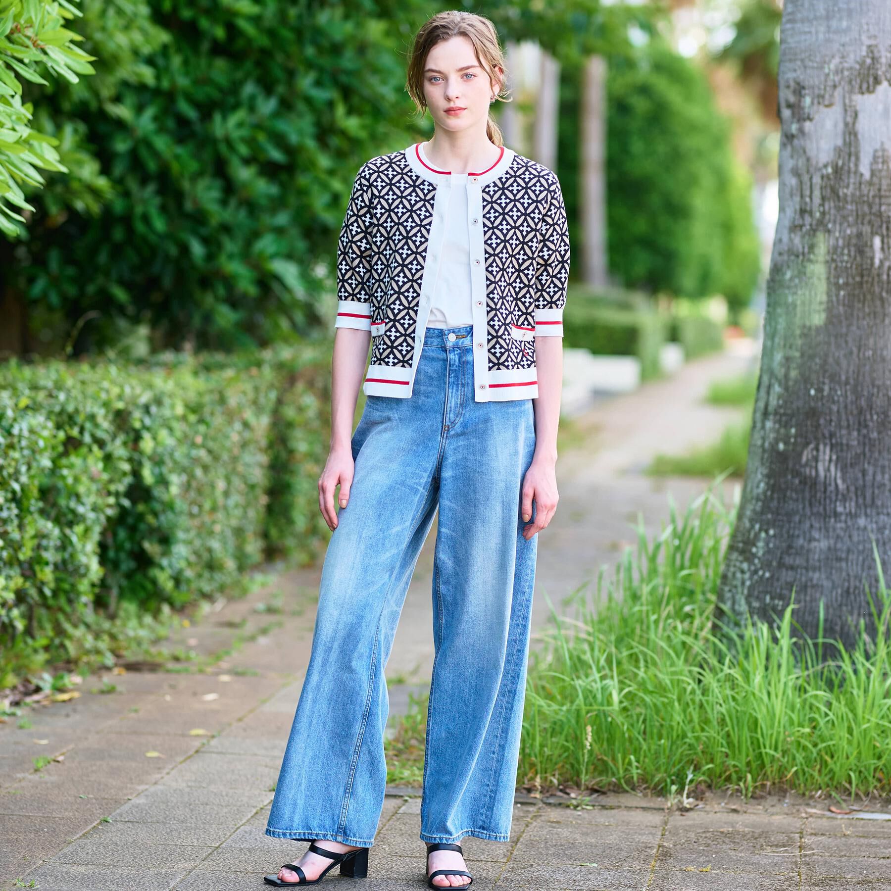 DRESSTERIOR「【美人百花/モデル美香着用】オーバーラップサークルハーフスリーブカーディガン」|カーディガン|