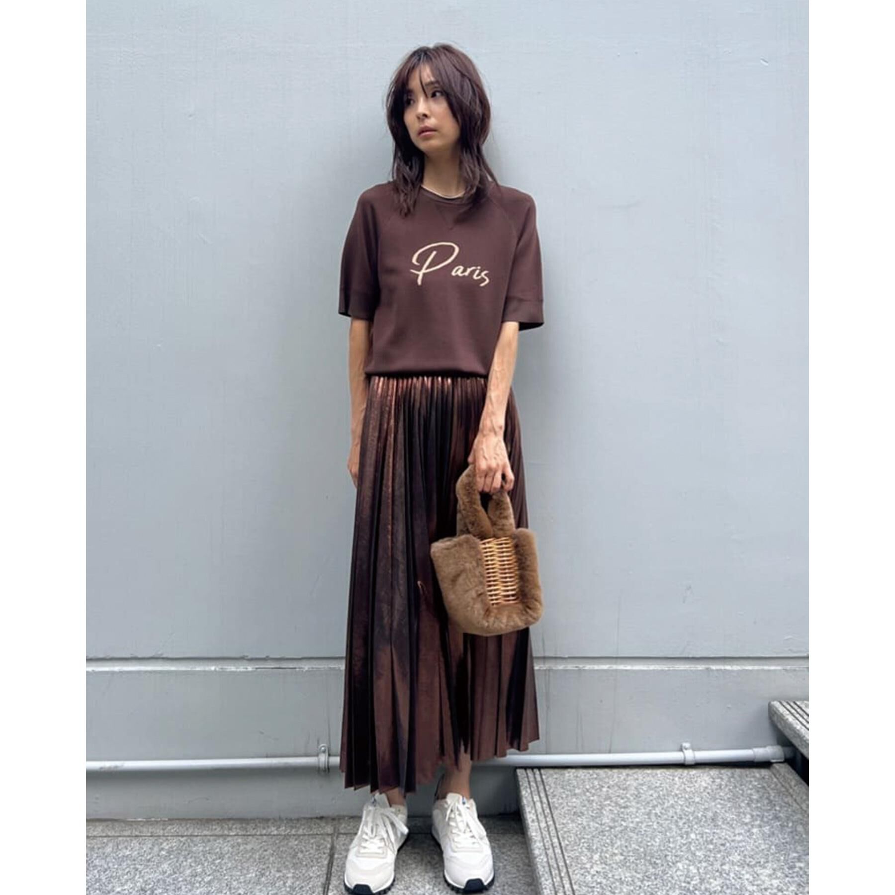 DRESSTERIOR「【洗える/オリジナルロゴ】Parisハーフスリーブジャカードニット」|ニット・セーター|