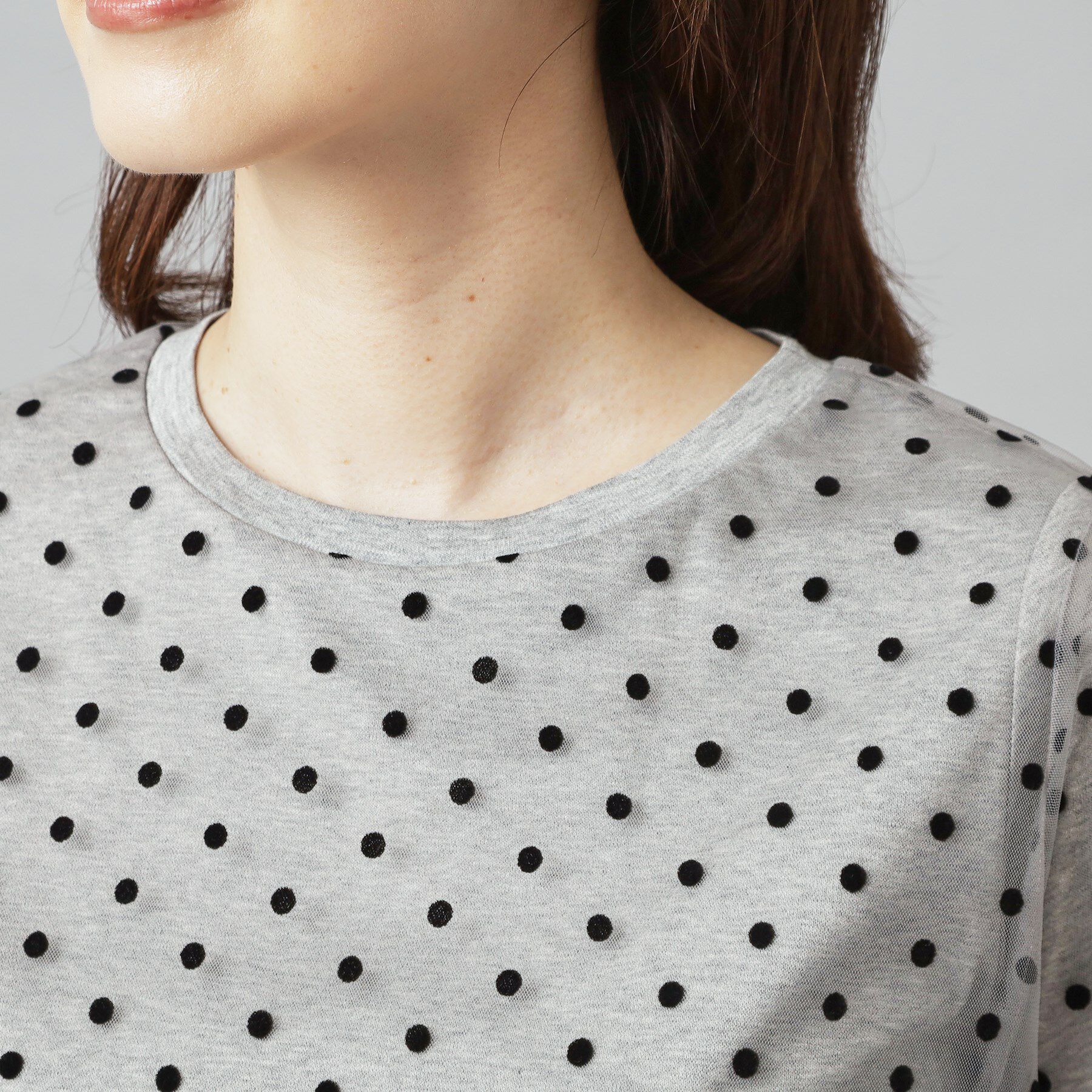 DRESSTERIOR「【洗える／シアー素材】ドットチュールレイヤードTシャツ」|Tシャツ・カットソー|