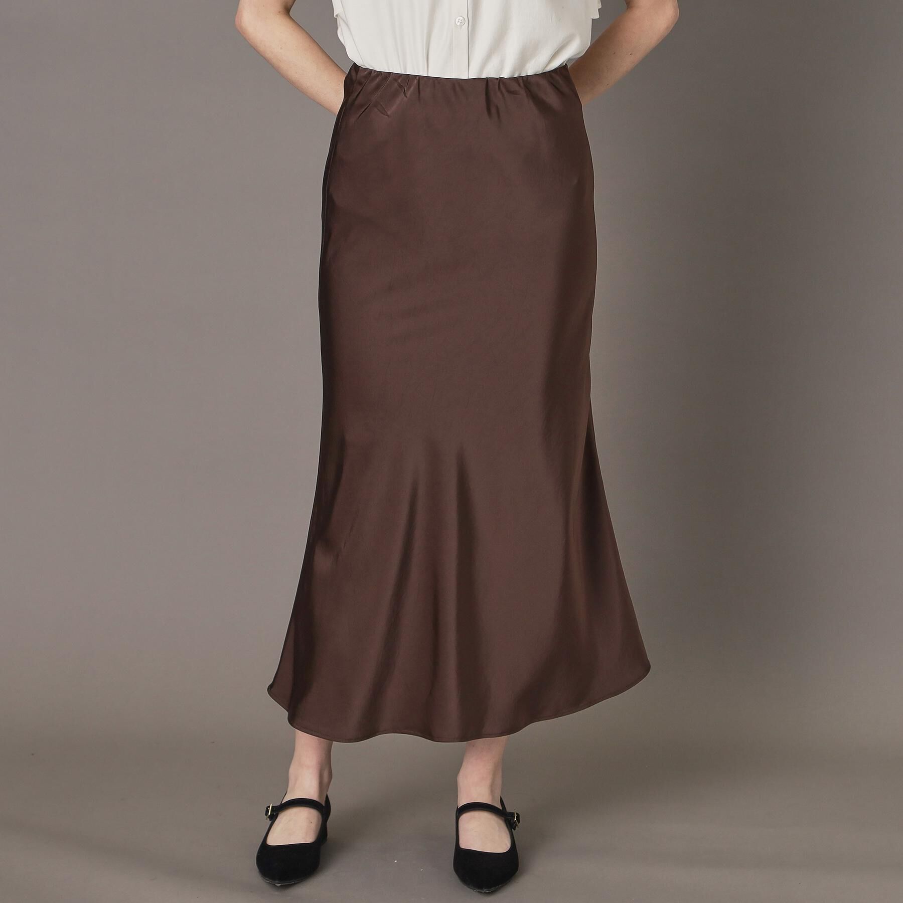 DRESSTERIOR「【CLASSY.12月号掲載】ストレッチヴィンテージサテンナロースカート」|スカート|