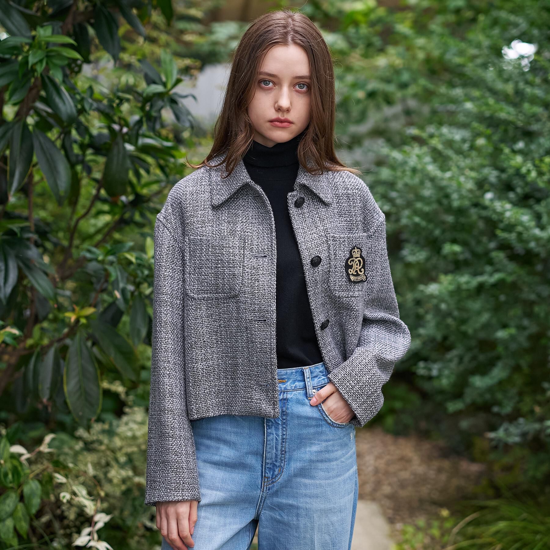 DRESSTERIOR「エンブレムショートブルゾン」|ブルゾン・スタジャン|