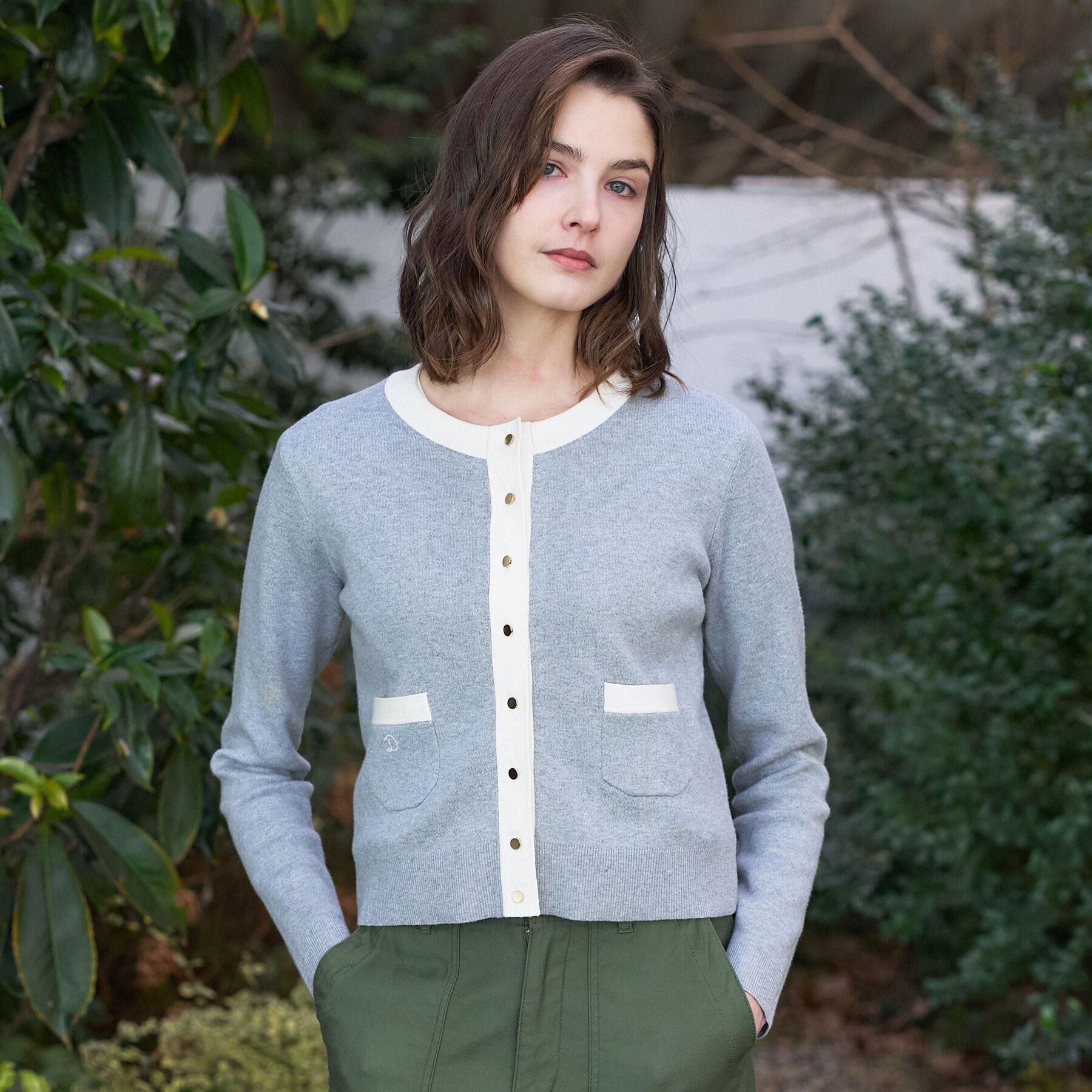 DRESSTERIOR「ウォッシャブルコットンカシミヤバイカラーカーディガン」|カーディガン|