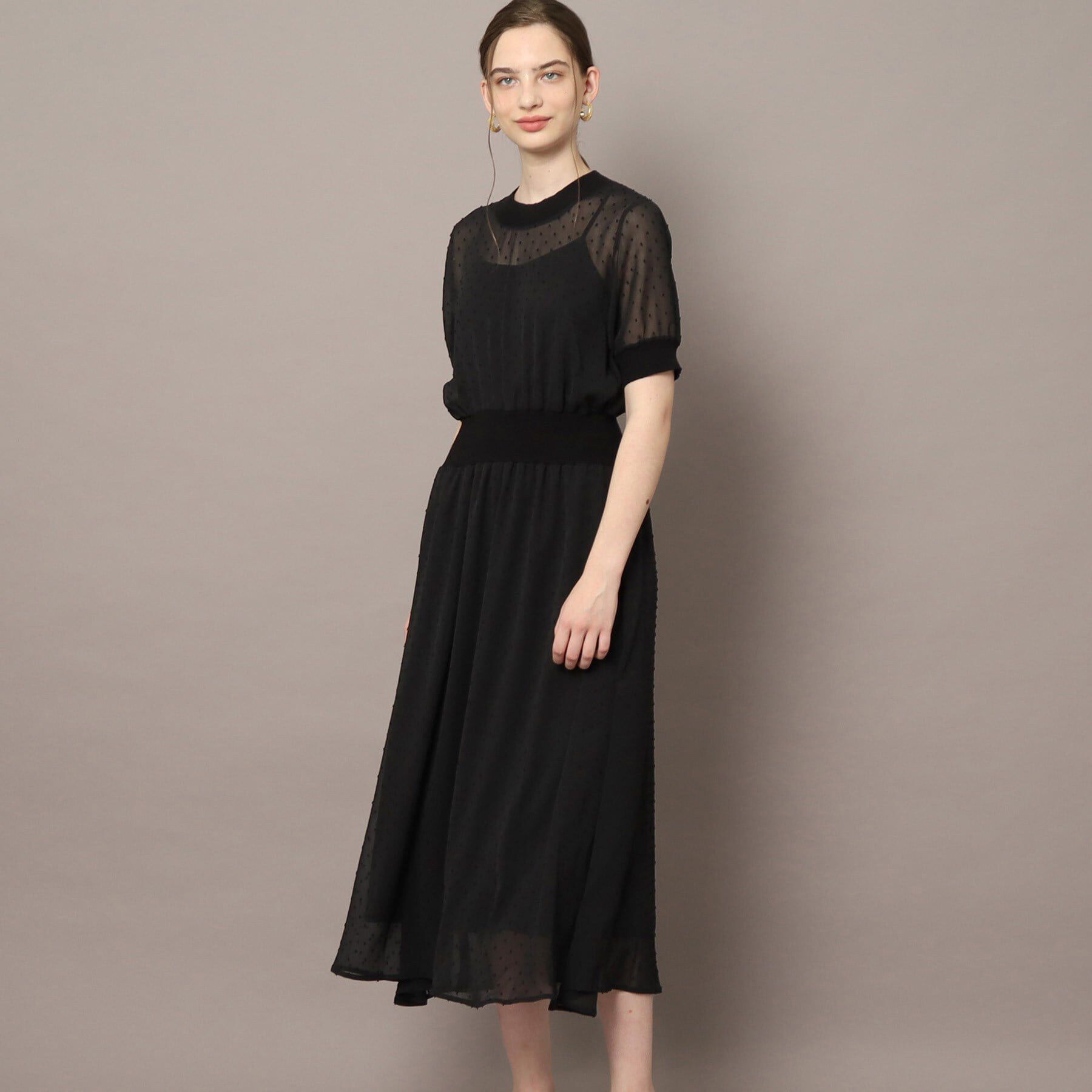 DRESSTERIOR「ドットカットジャカードハーフスリーブ」|ワンピース|