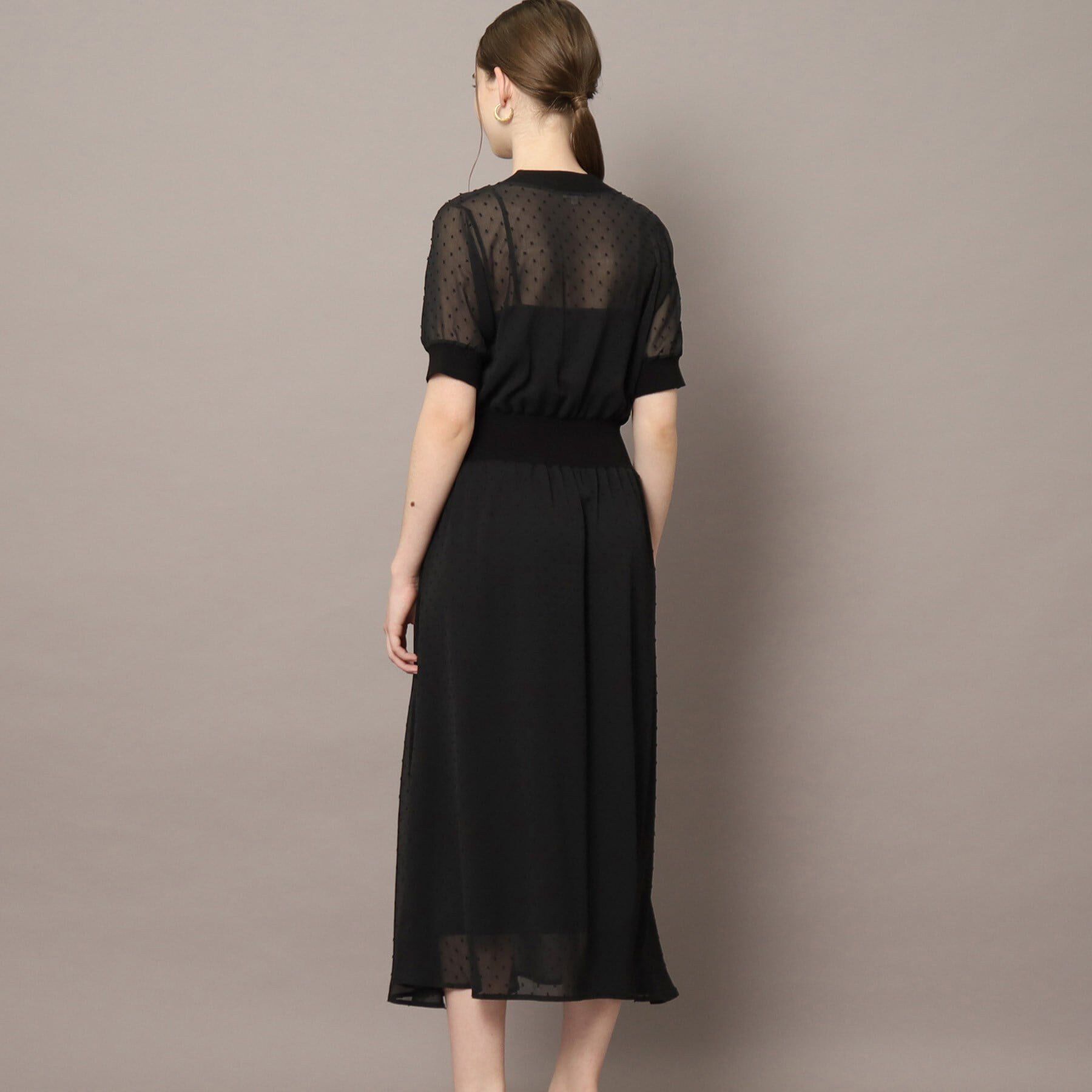 DRESSTERIOR「ドットカットジャカードハーフスリーブ」|ワンピース|