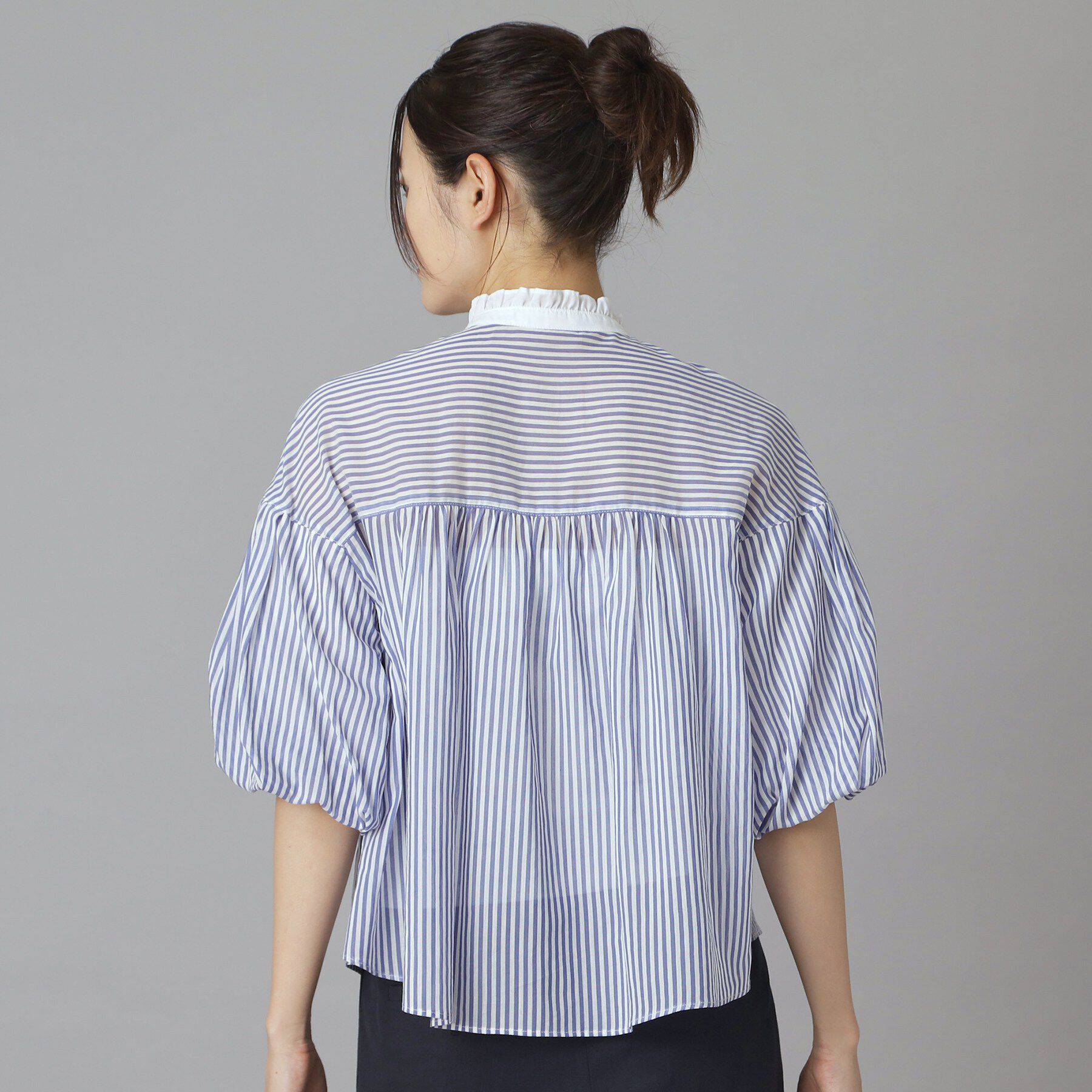 DRESSTERIOR「ロンドンストライプクレリックブラウス」|シャツ・ブラウス|