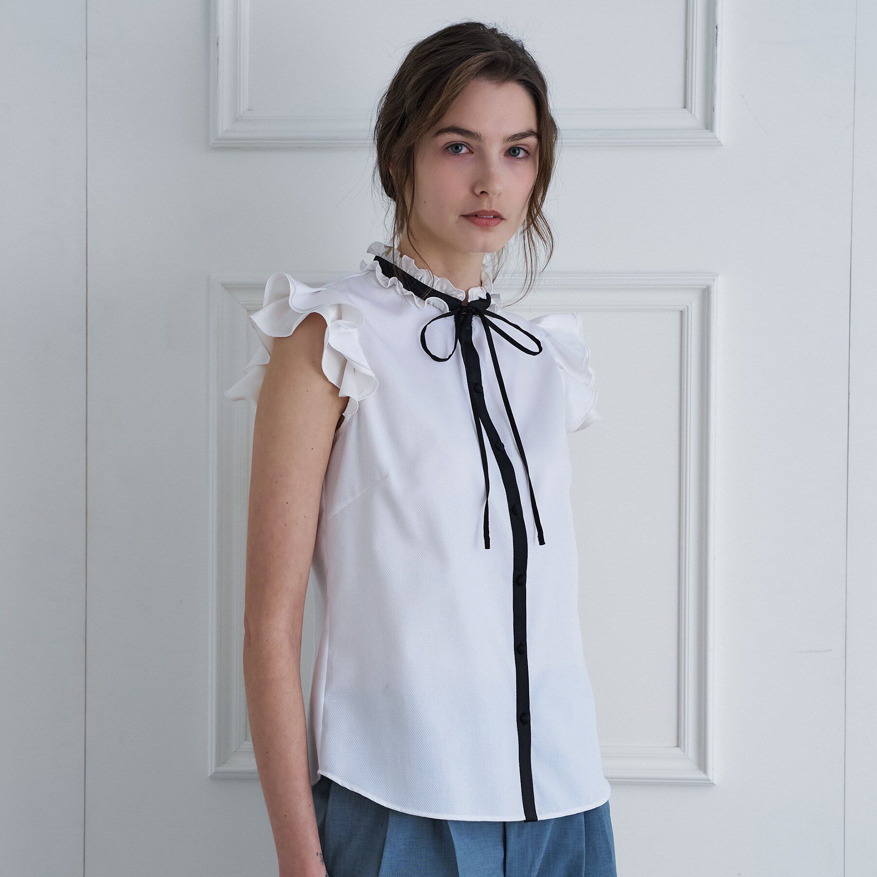 DRESSTERIOR「バイカラーウィングスリーブブラウス」|シャツ・ブラウス|