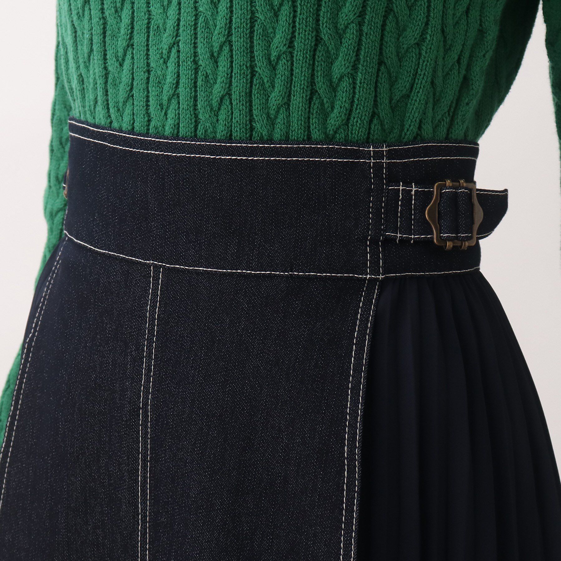 grove「グローブ人気のスカート！デニムサイドプリーツスカート」|スカート|