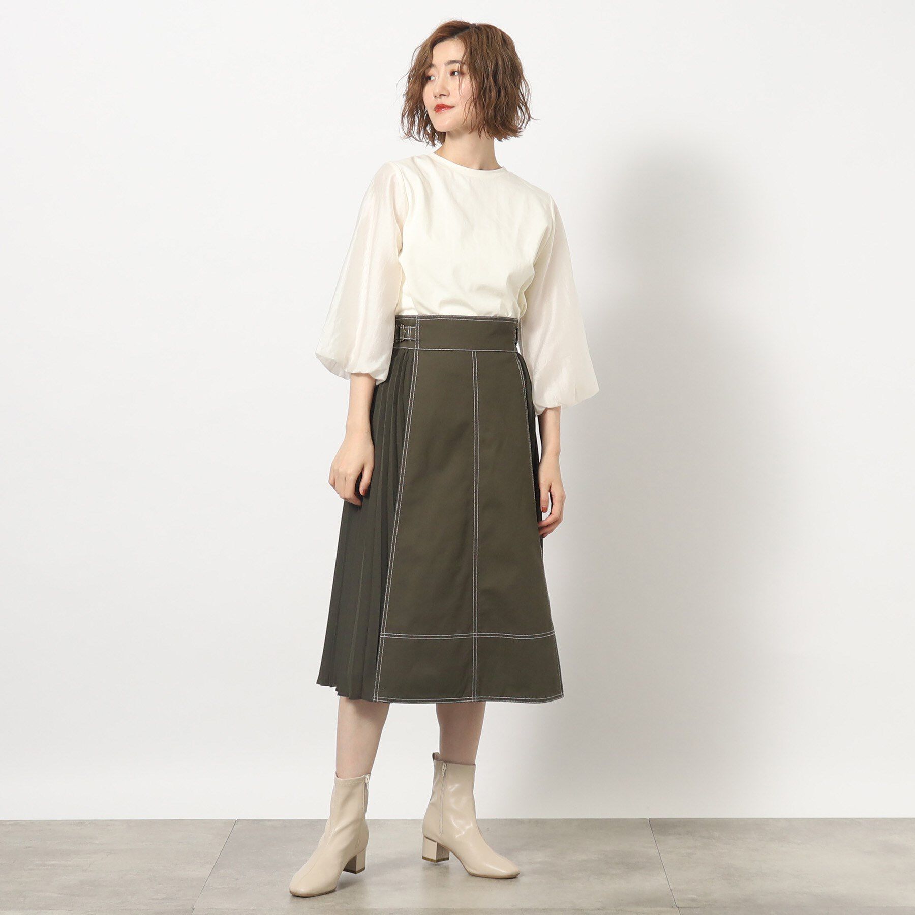 grove「グローブ人気のスカート！デニムサイドプリーツスカート」|スカート|