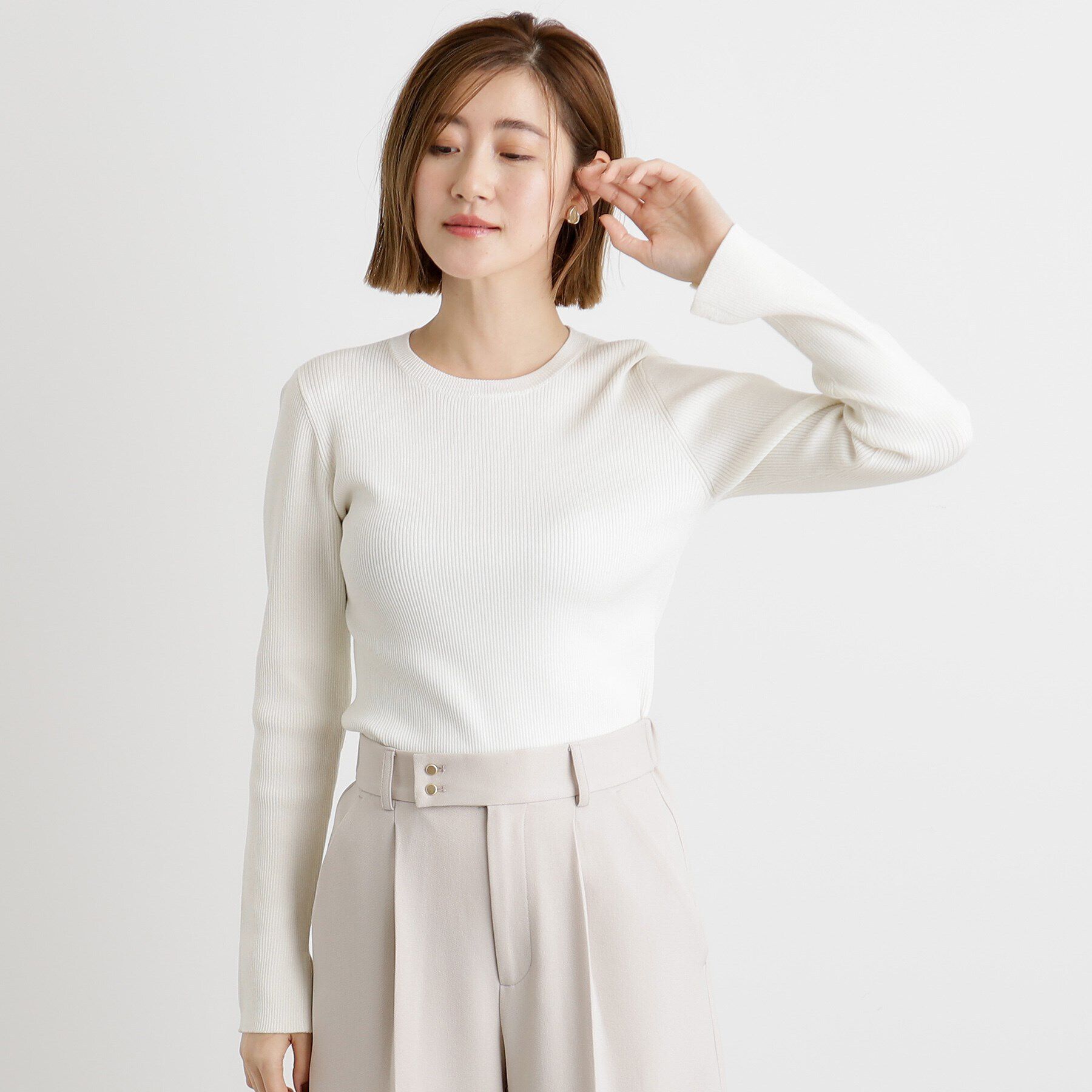 grove「【抗ピル／MW】リブニットプルオーバー」|ニット・セーター|