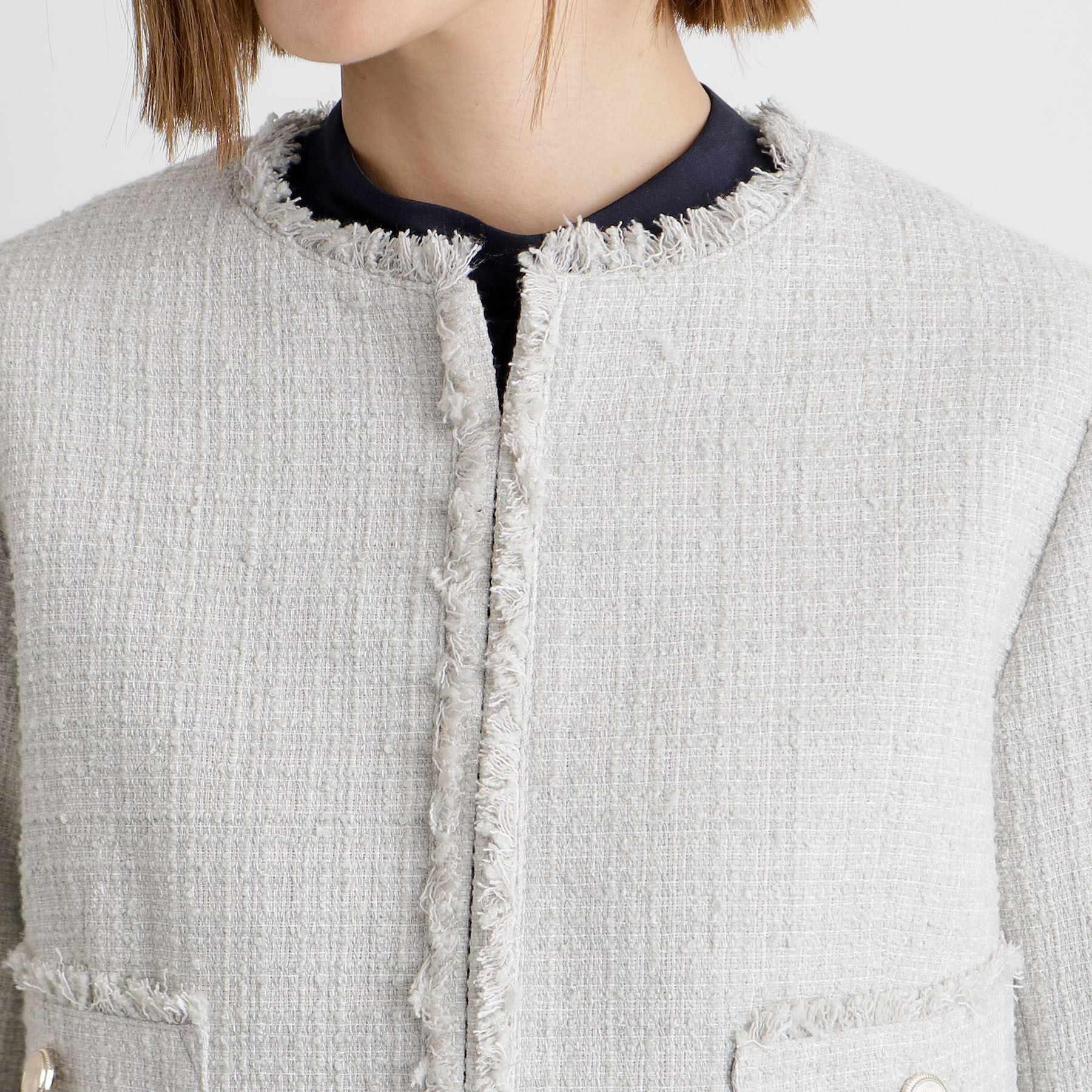 grove「【雑誌掲載】ツイードコンパクトジャケット」|ノーカラージャケット|