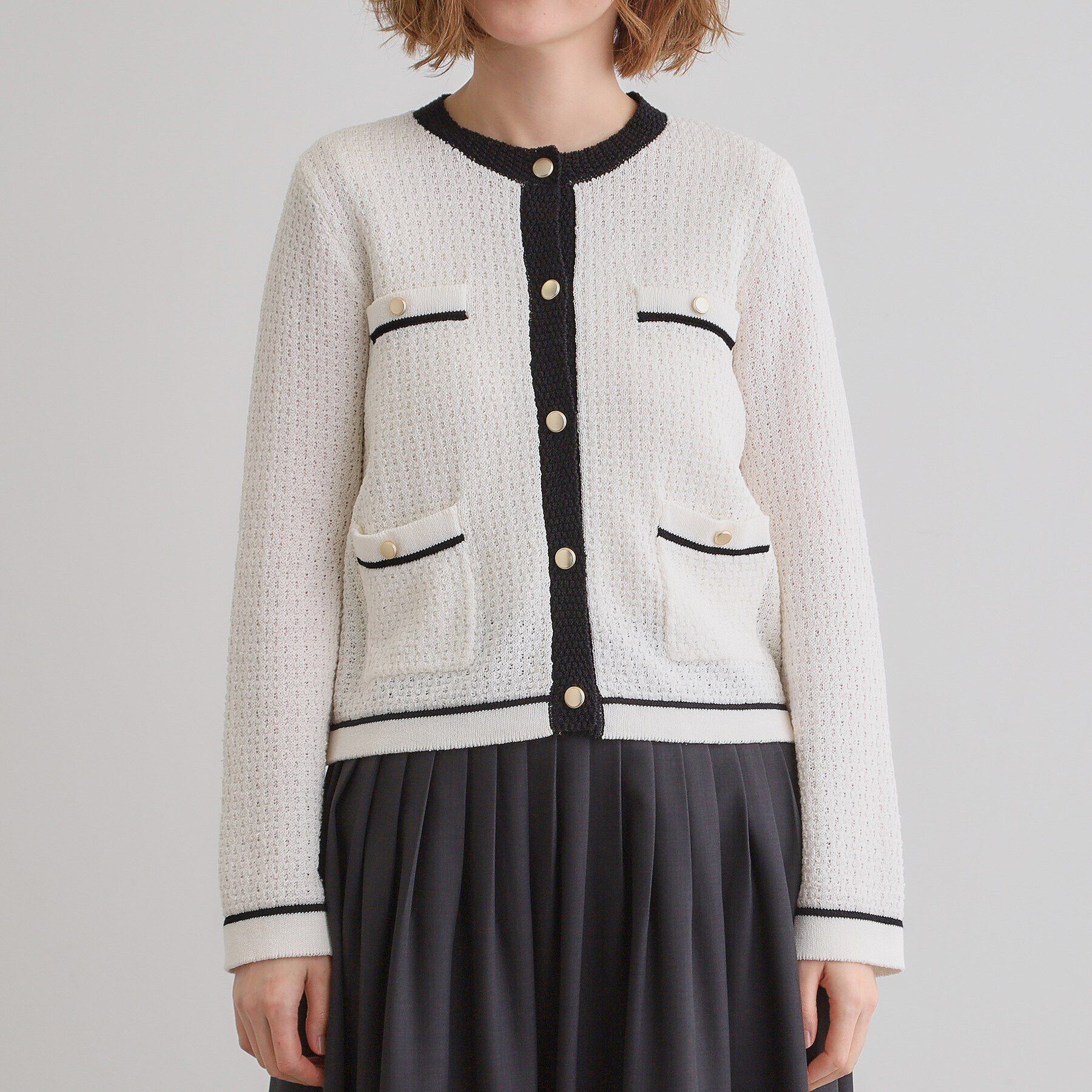 grove「バイカラーニットジャケット」|カーディガン|