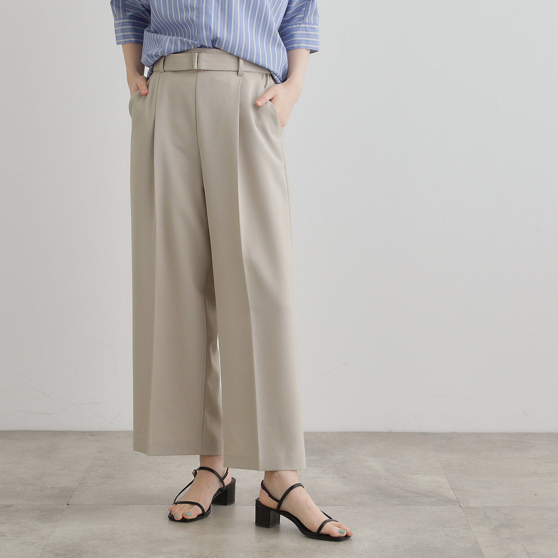 grove「【夏に嬉しい機能付き】リネンライクベルトワイドパンツ」|その他|