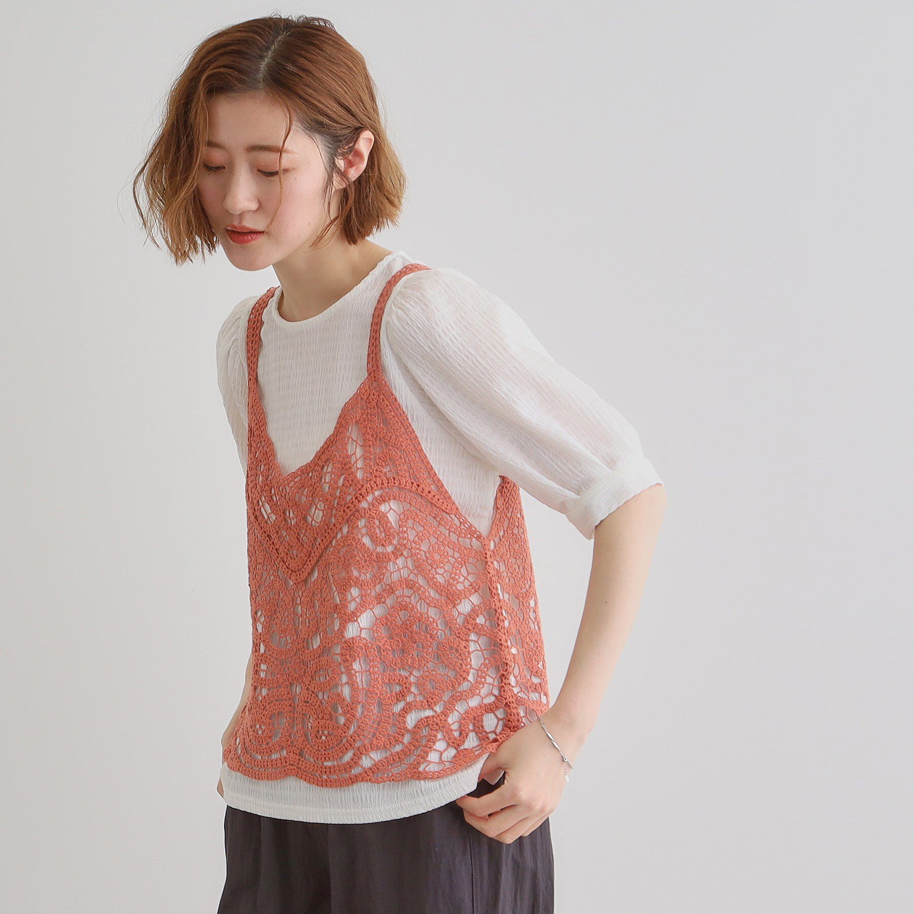 grove「1枚でお洒落に決まるレースビスチェ&times;ブラウスSET」|シャツ・ブラウス|