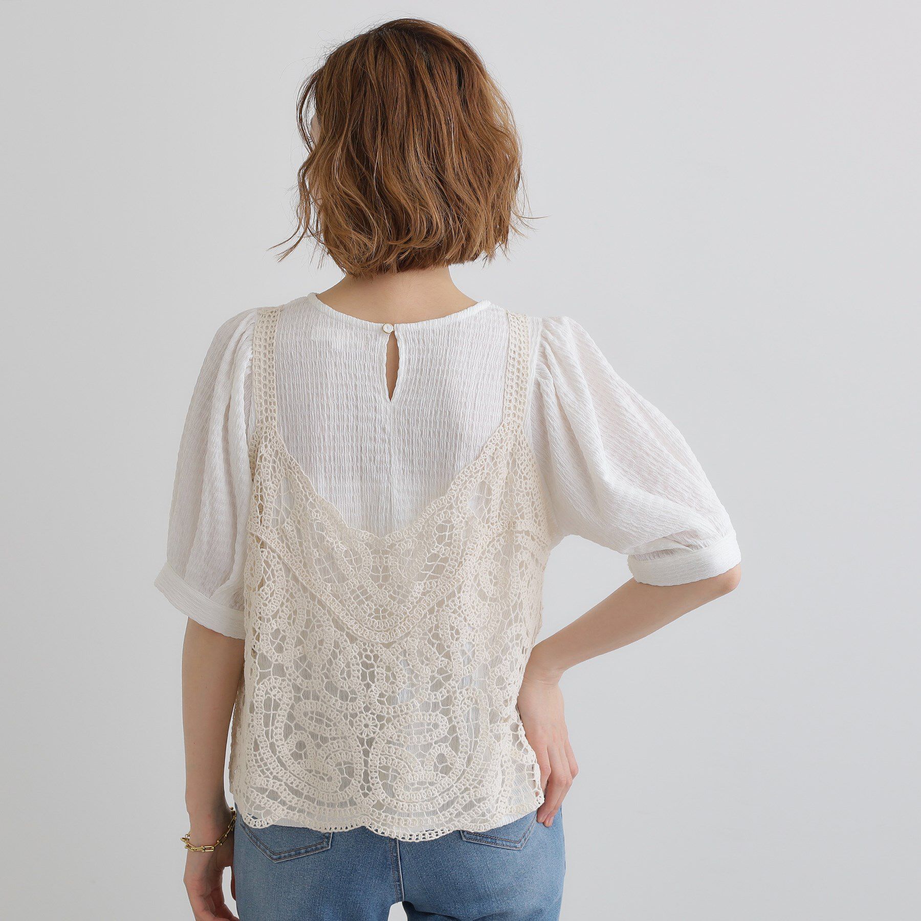 grove「1枚でお洒落に決まるレースビスチェ&times;ブラウスSET」|シャツ・ブラウス|