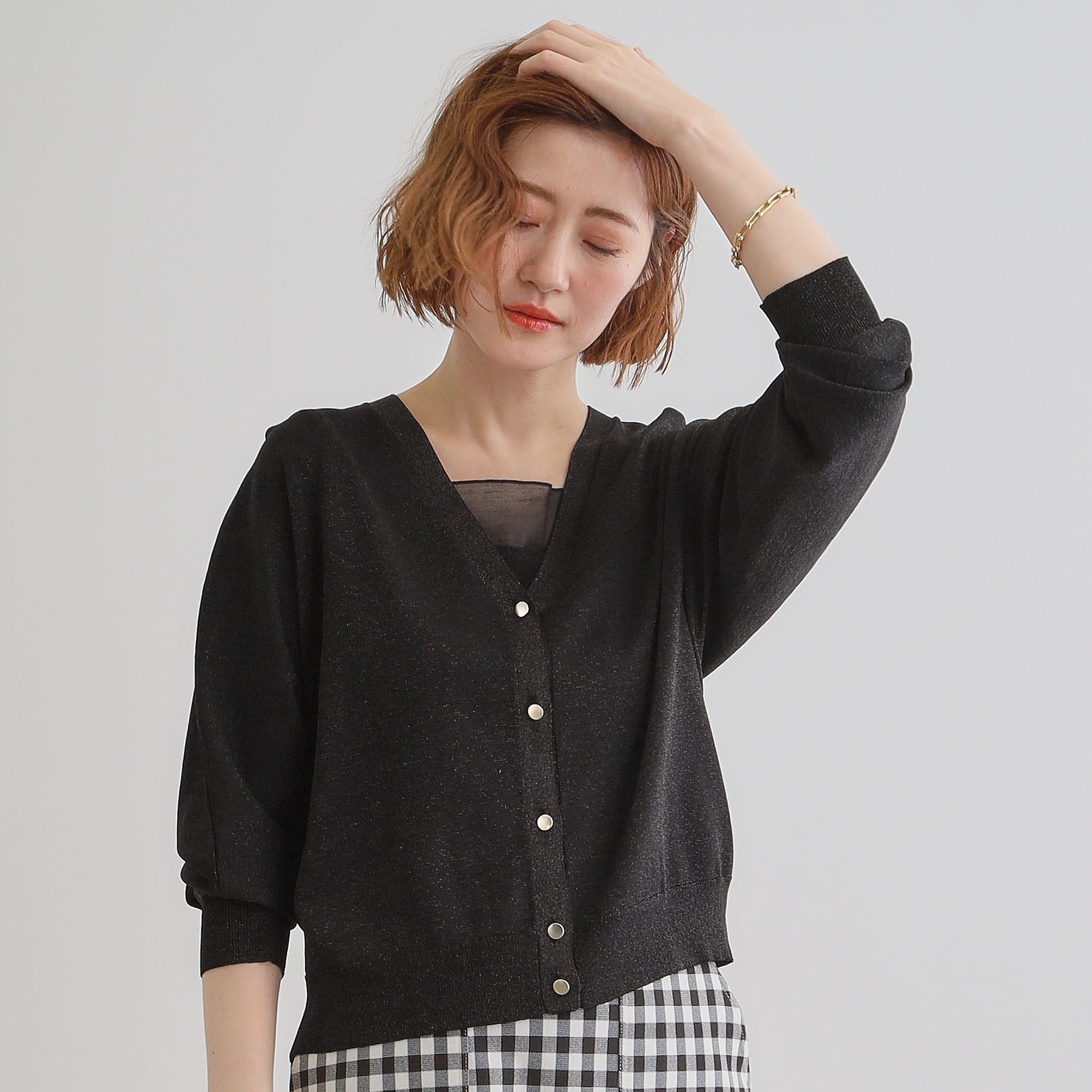 grove「【UV／冷感／抗ピル】ラメドルマンカーディガン」|カーディガン|ブラック(019)